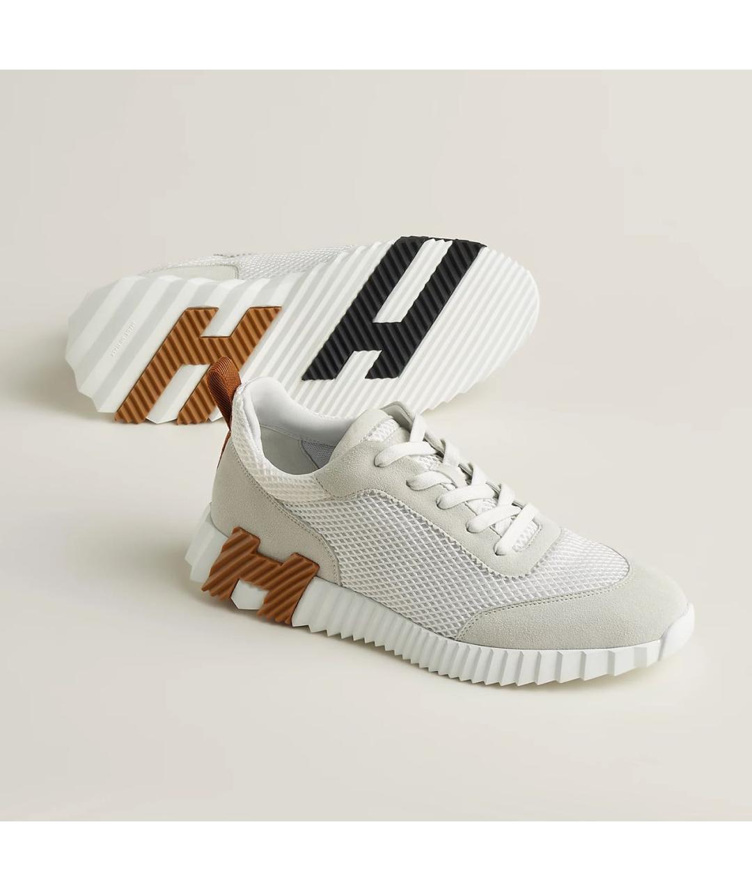 HERMES Белые текстильные низкие кроссовки / кеды, фото 2