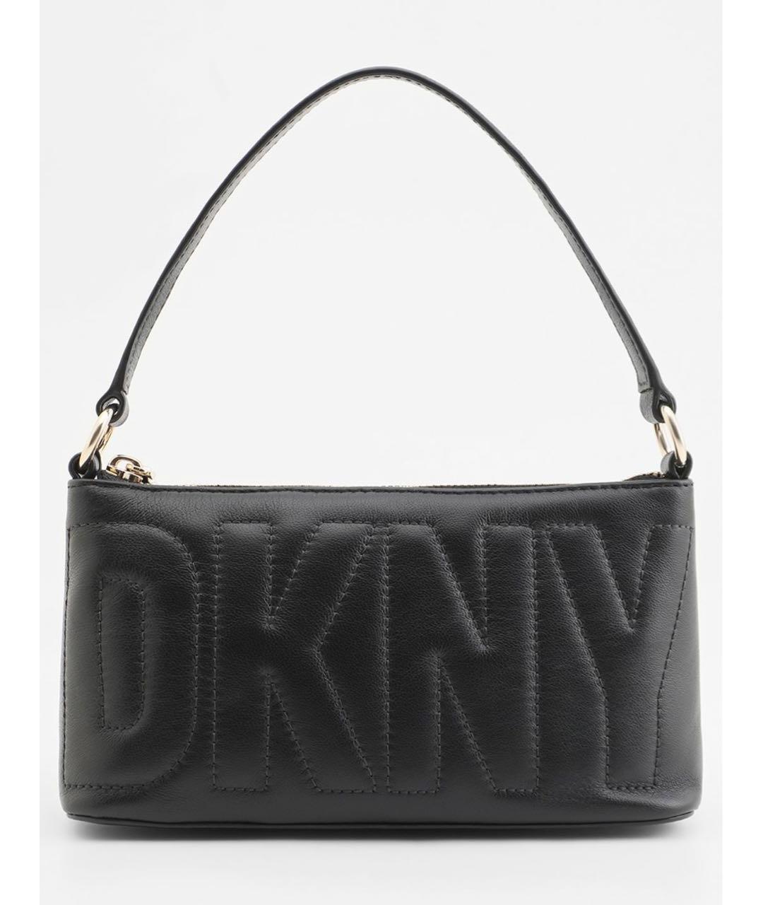 DKNY Черная кожаная сумка с короткими ручками, фото 6