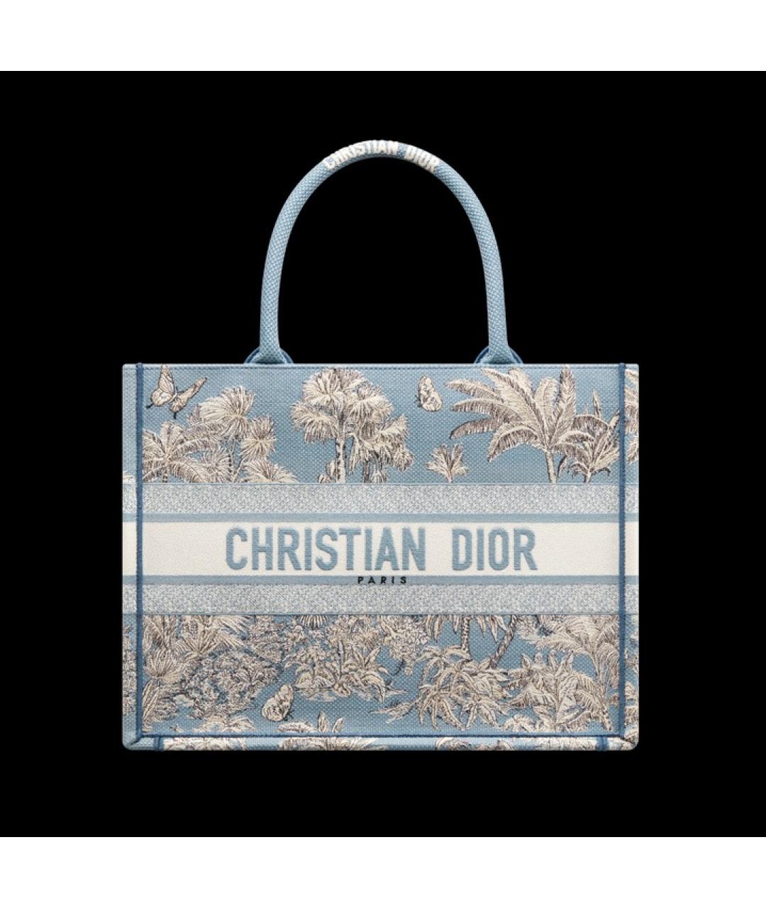 CHRISTIAN DIOR Голубая хлопковая сумка тоут, фото 5