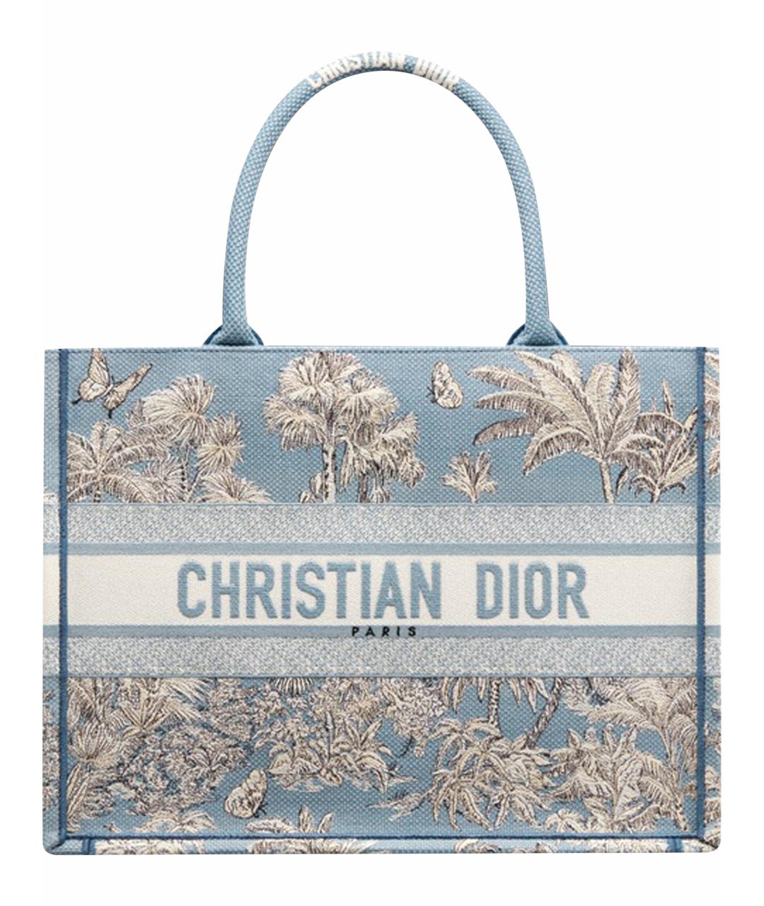 CHRISTIAN DIOR Голубая хлопковая сумка тоут, фото 1