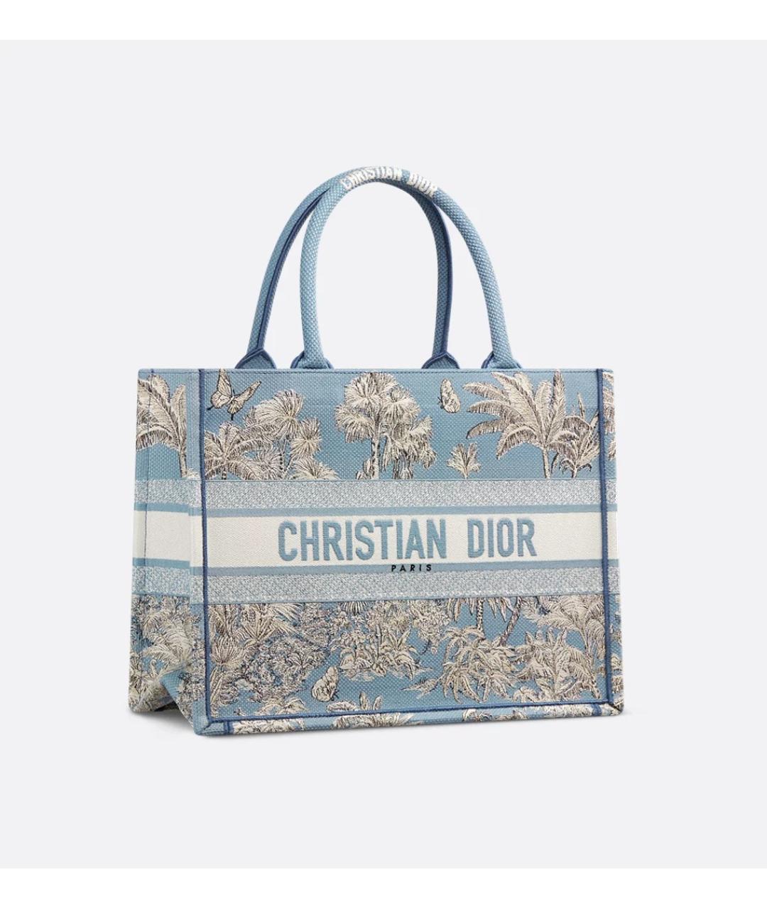 CHRISTIAN DIOR Голубая хлопковая сумка тоут, фото 3