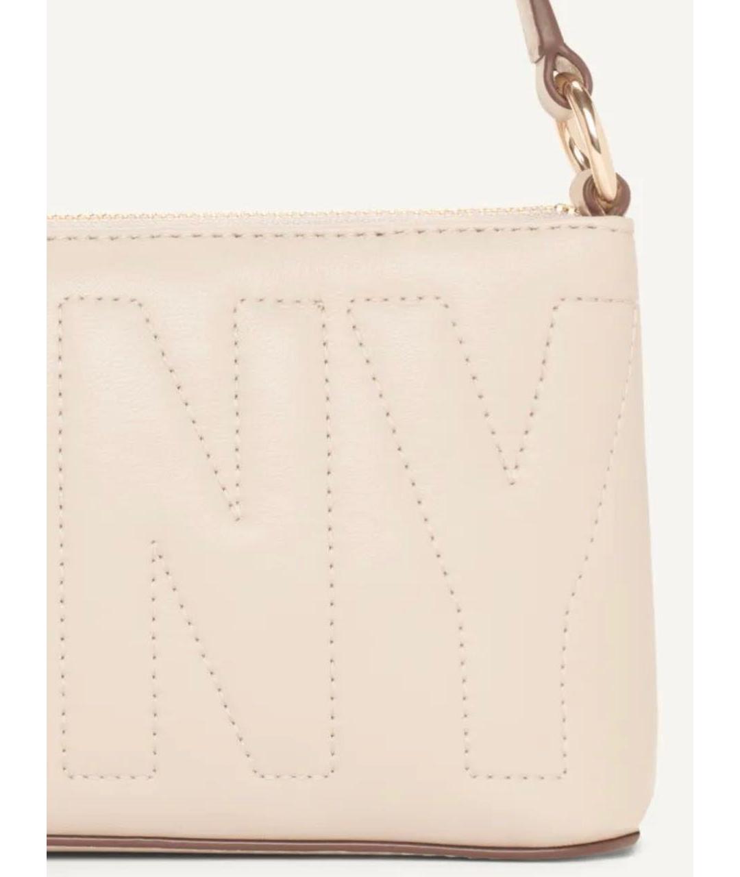 DKNY Бежевая кожаная сумка через плечо, фото 3