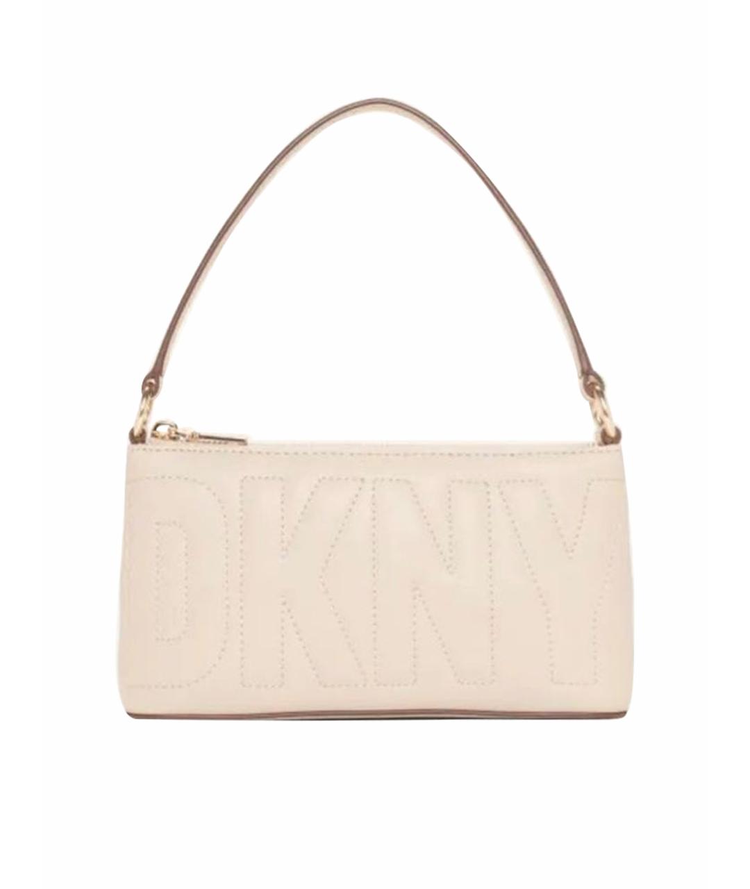 DKNY Бежевая кожаная сумка через плечо, фото 1