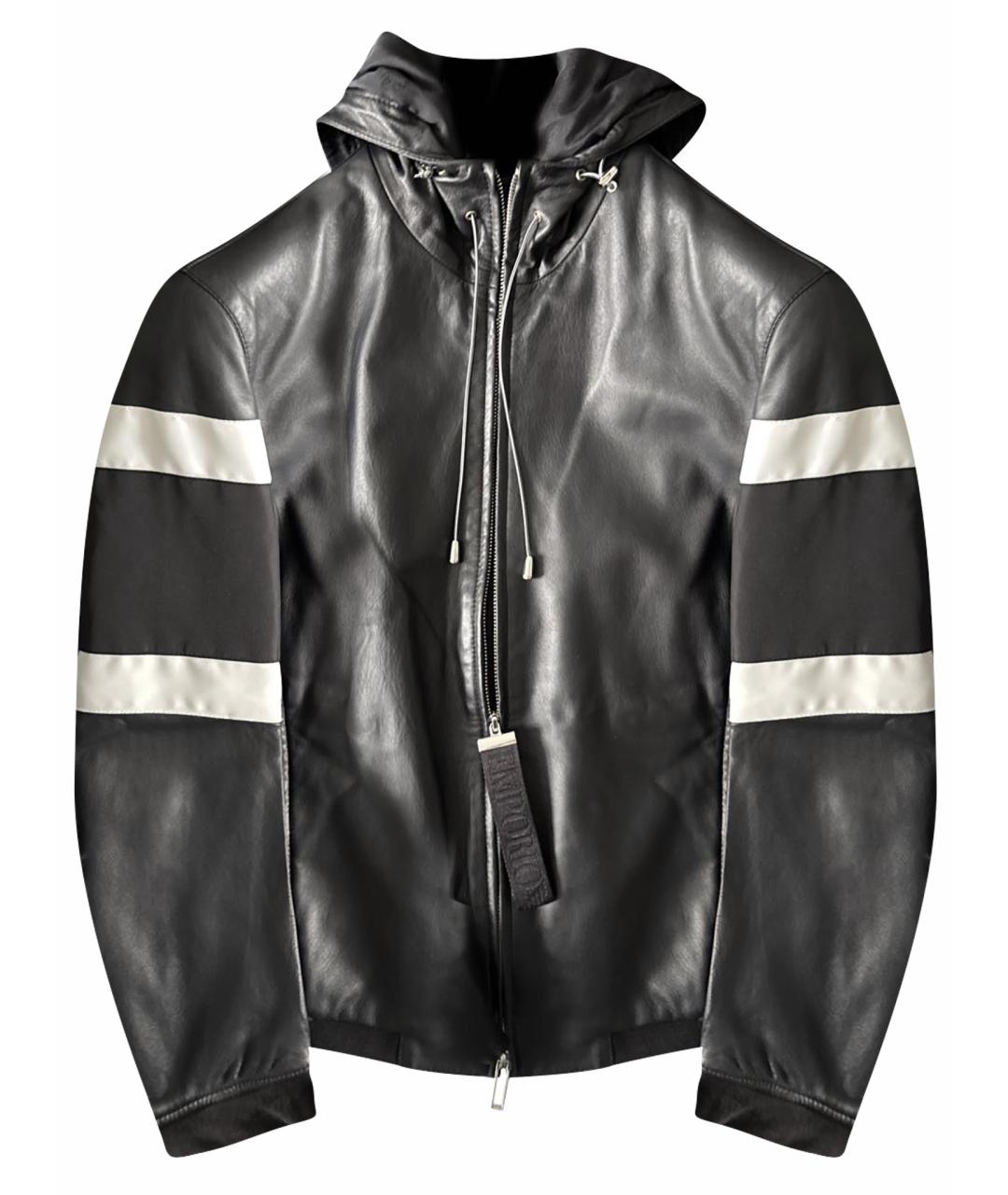 EMPORIO ARMANI Черная кожаная куртка, фото 1