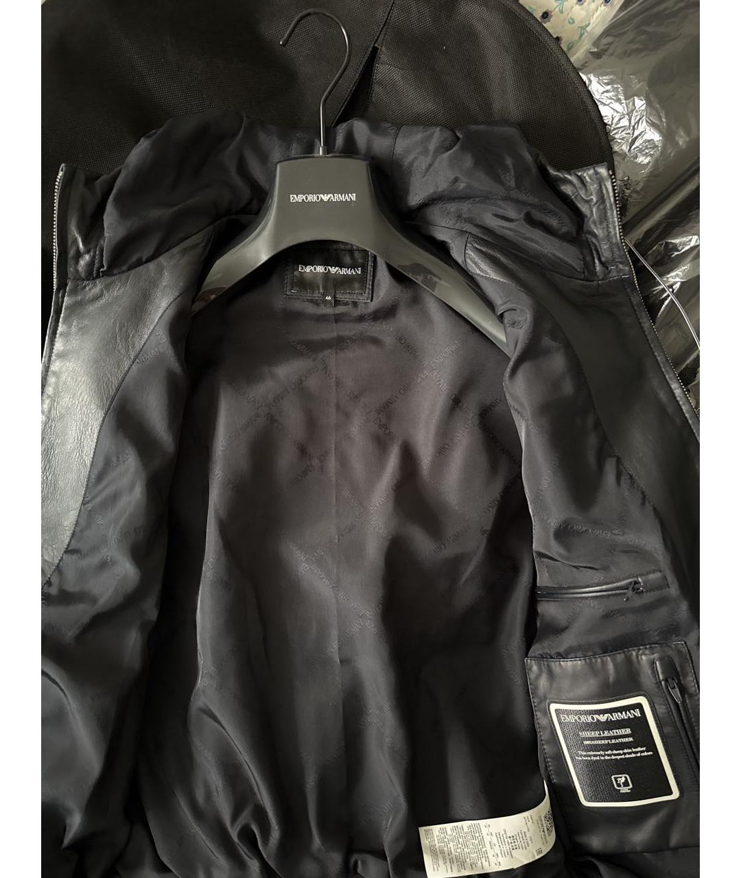 EMPORIO ARMANI Черная кожаная куртка, фото 4