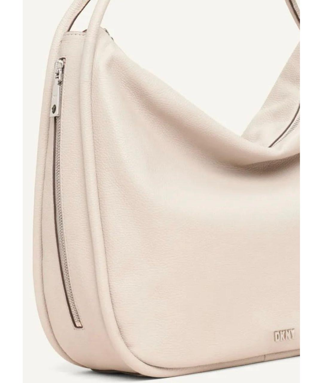 DKNY Бежевая кожаная сумка через плечо, фото 3
