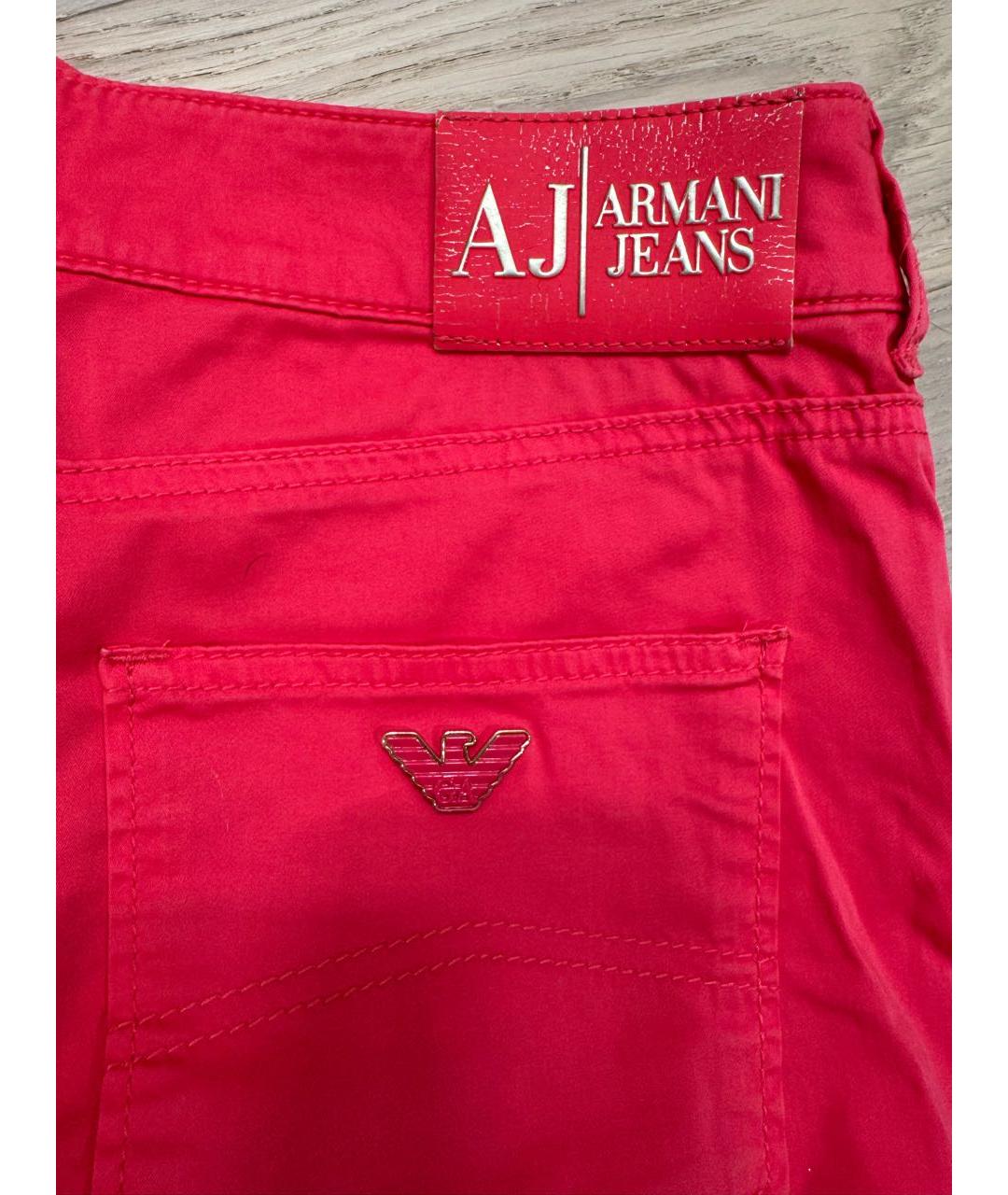 ARMANI JEANS Фуксия хлопковые прямые джинсы, фото 4