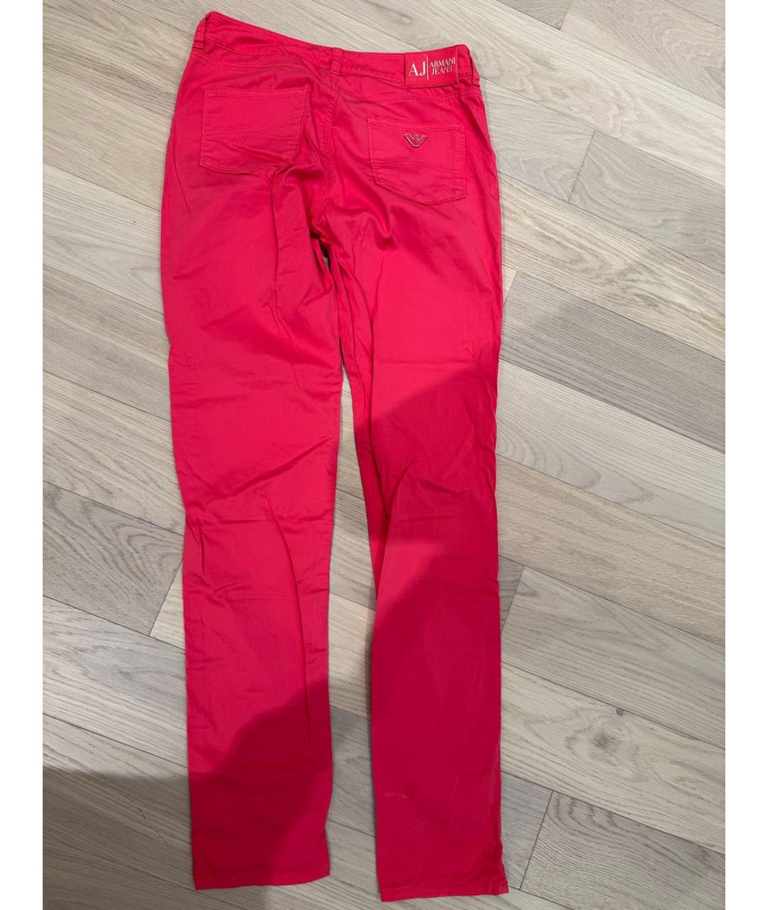 ARMANI JEANS Фуксия хлопковые прямые джинсы, фото 2
