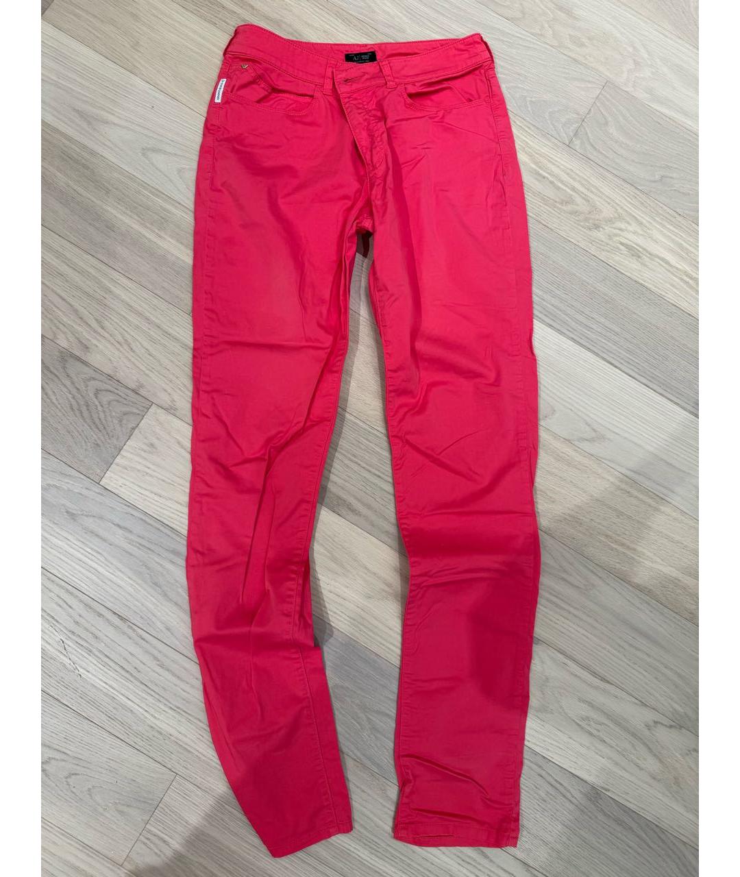 ARMANI JEANS Фуксия хлопковые прямые джинсы, фото 5