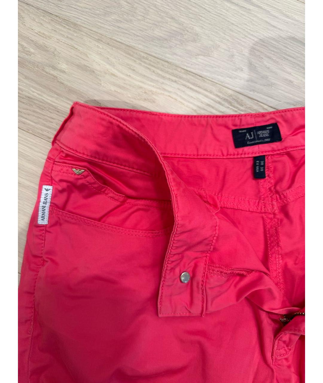 ARMANI JEANS Фуксия хлопковые прямые джинсы, фото 3