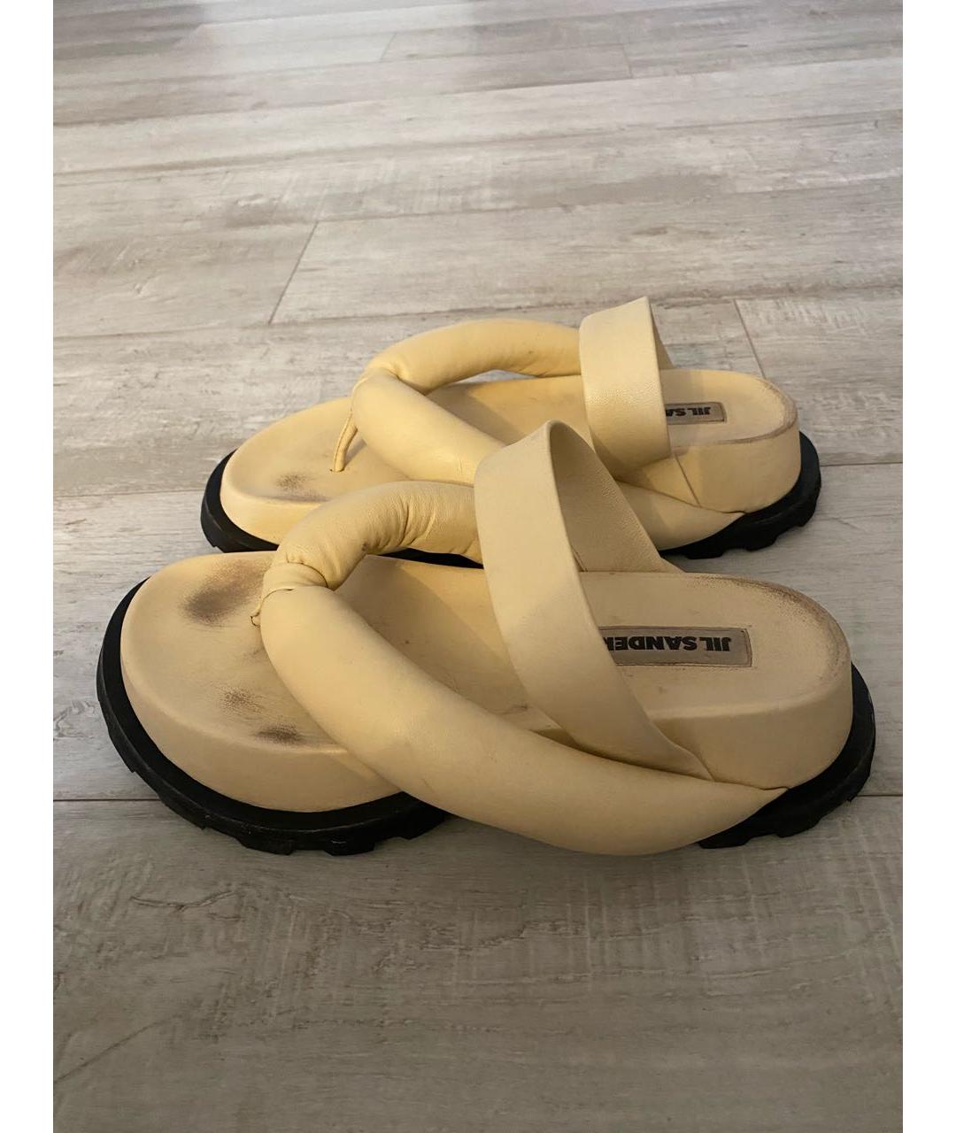 JIL SANDER Желтые кожаные сандалии, фото 8