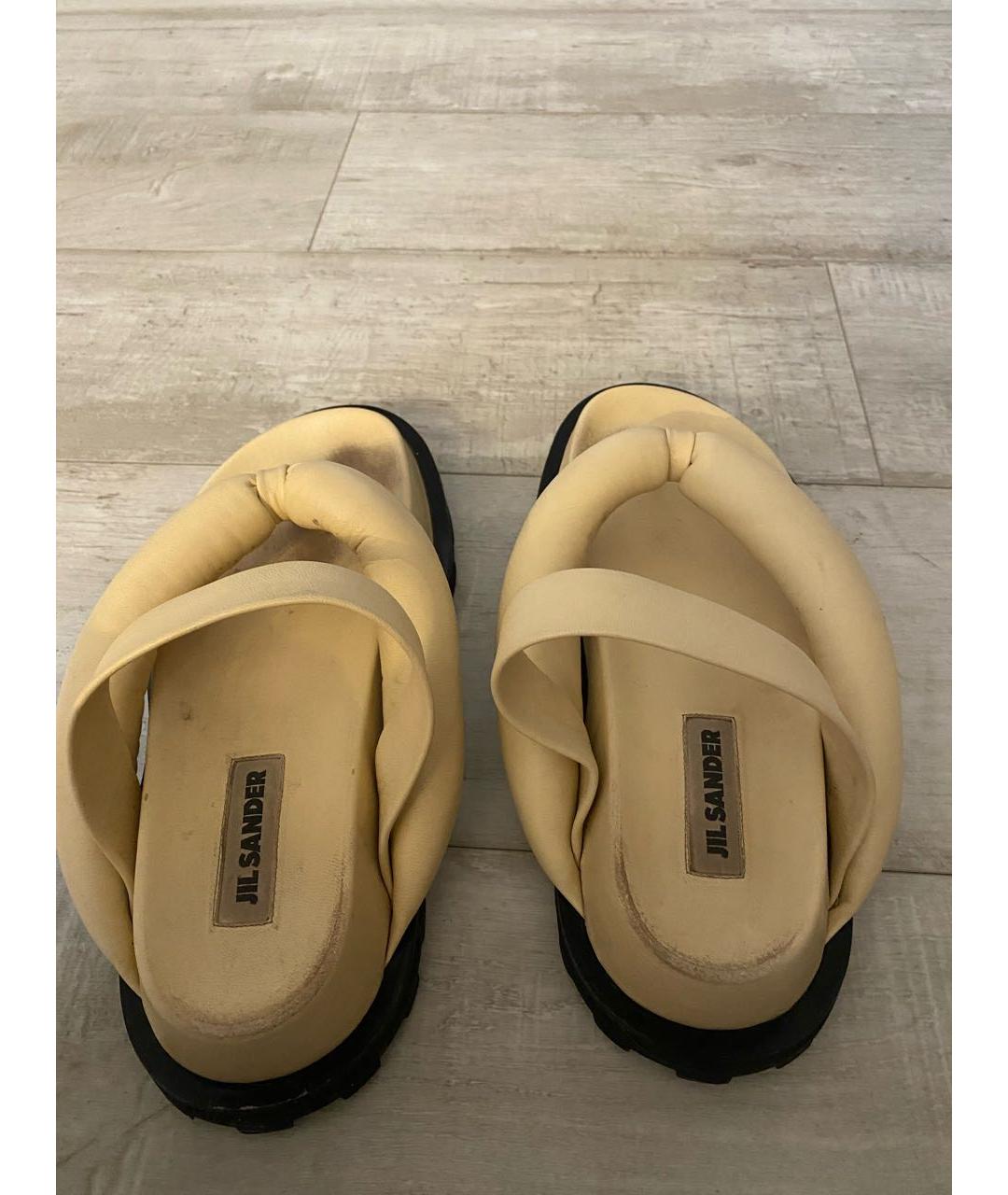JIL SANDER Желтые кожаные сандалии, фото 3