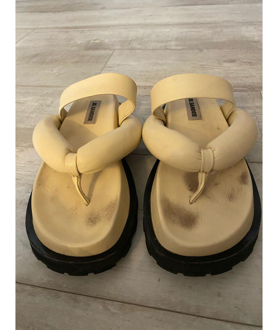 JIL SANDER Желтые кожаные сандалии, фото 2