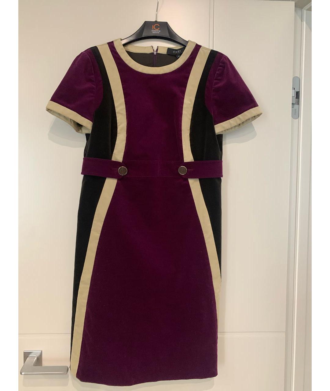 GUCCI Бордовое бархатное повседневное платье, фото 6