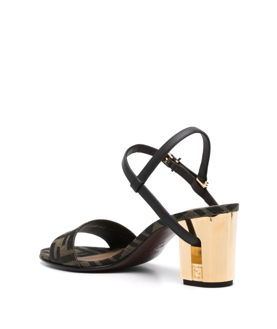 FENDI Коричневые текстильные босоножки, фото 3