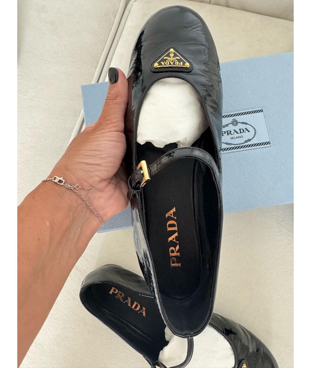 PRADA Черные балетки из лакированной кожи, фото 4