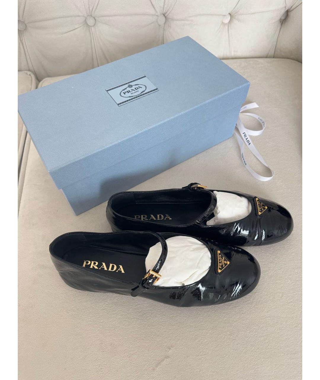 PRADA Черные балетки из лакированной кожи, фото 3
