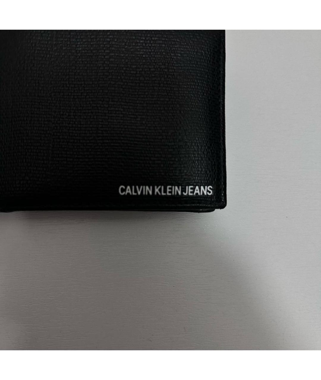 CALVIN KLEIN Черный кожаный кошелек, фото 5