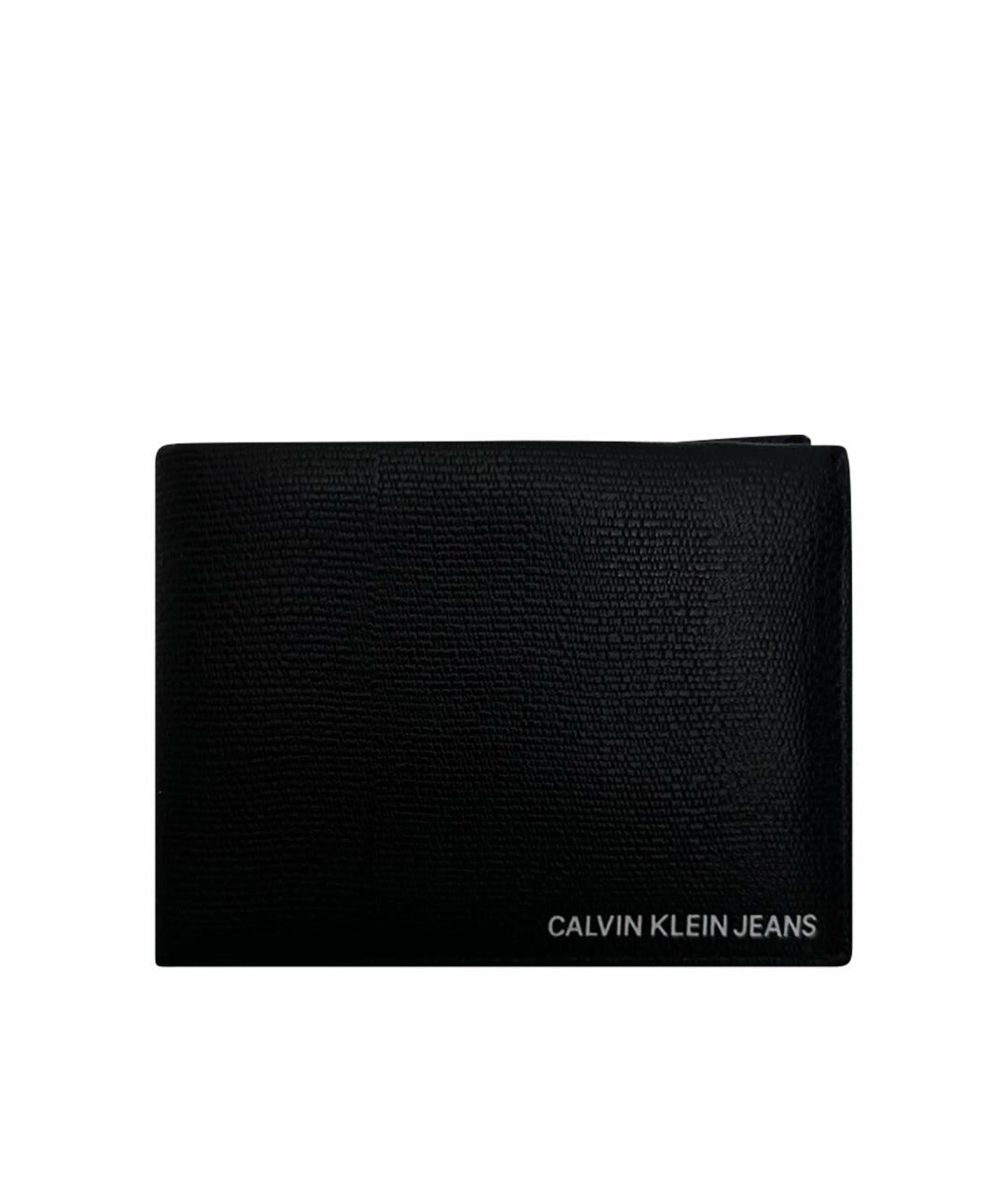 CALVIN KLEIN Черный кожаный кошелек, фото 1