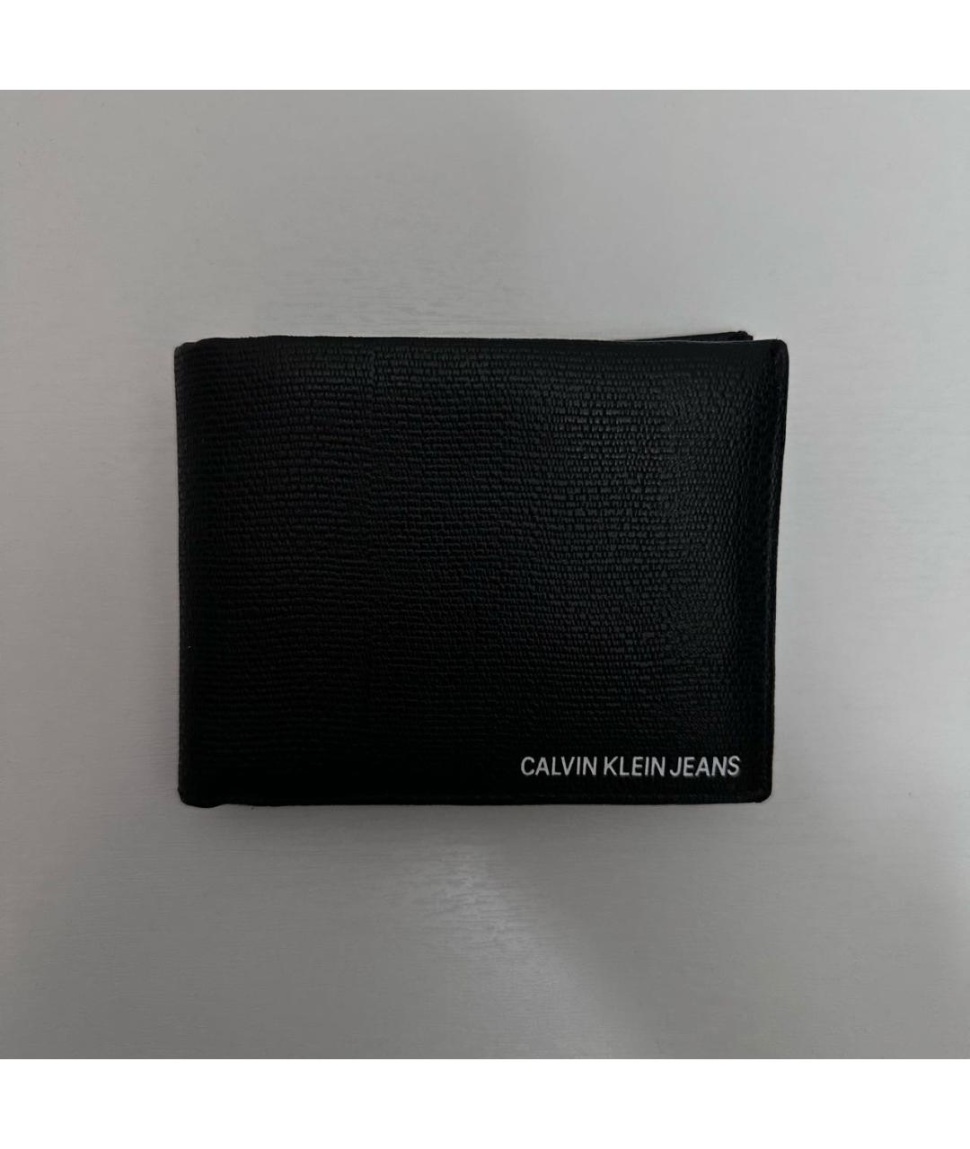 CALVIN KLEIN Черный кожаный кошелек, фото 6