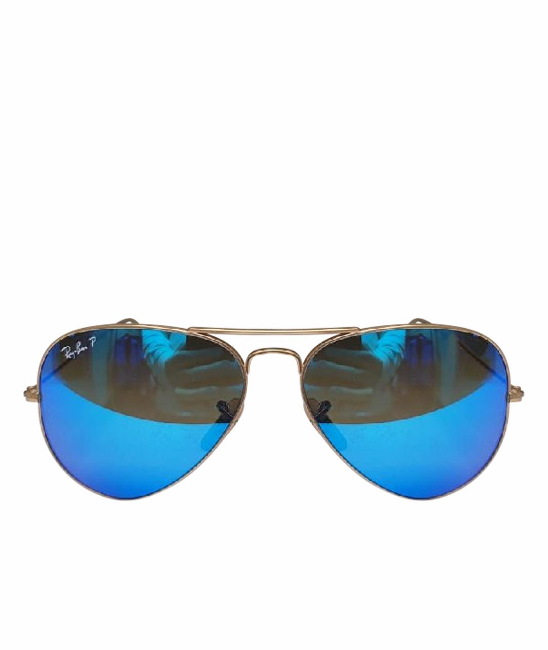 RAY BAN Золотые металлические солнцезащитные очки, фото 1