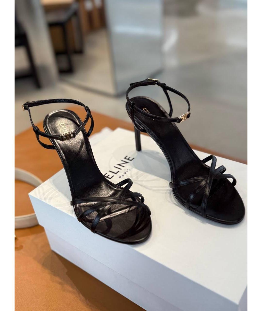 CELINE Черные кожаные босоножки, фото 3