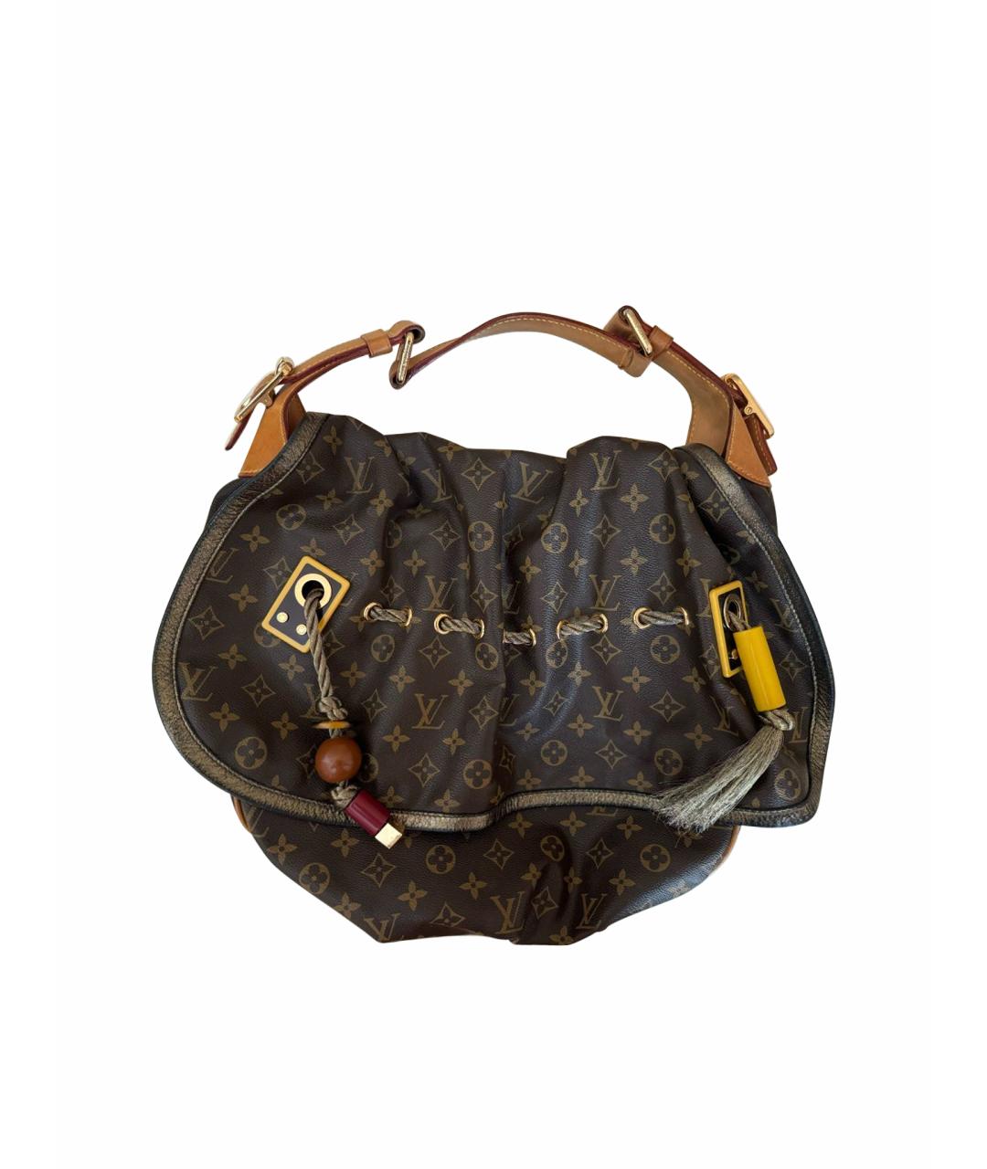 LOUIS VUITTON Коричневая кожаная сумка с короткими ручками, фото 1