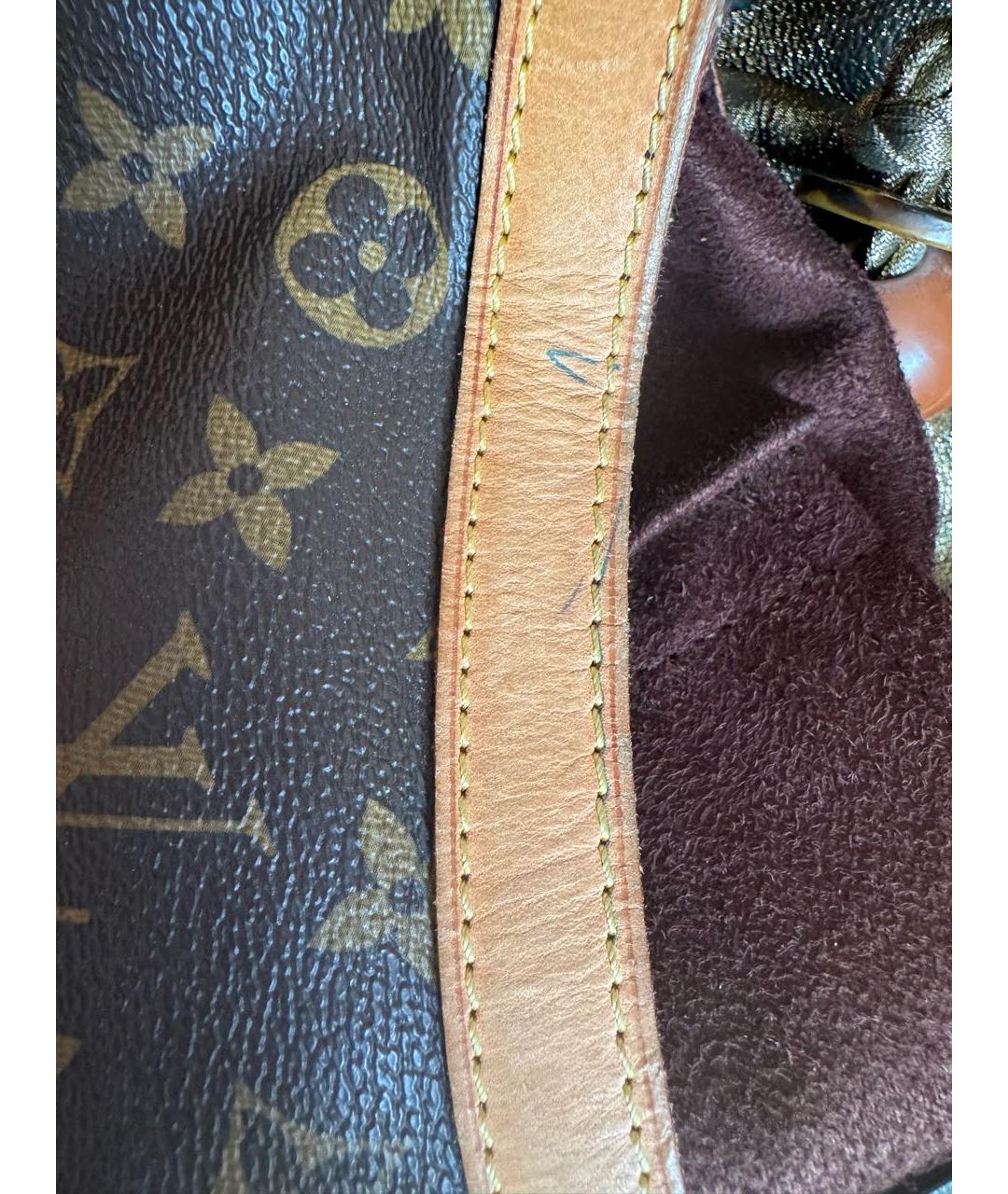 LOUIS VUITTON Коричневая кожаная сумка с короткими ручками, фото 4