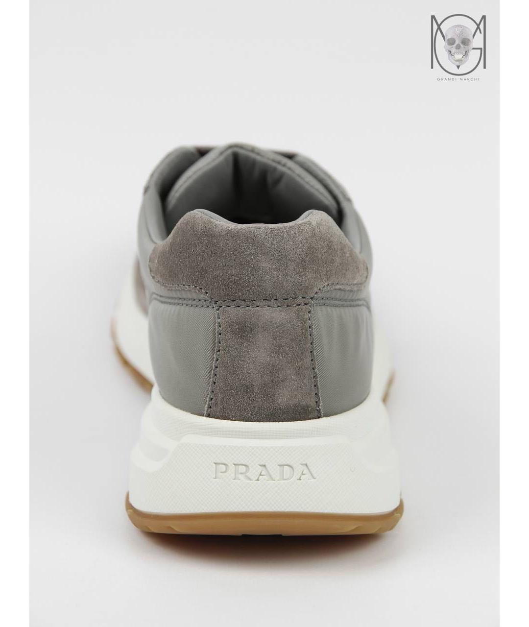 PRADA Серые замшевые низкие кроссовки / кеды, фото 5