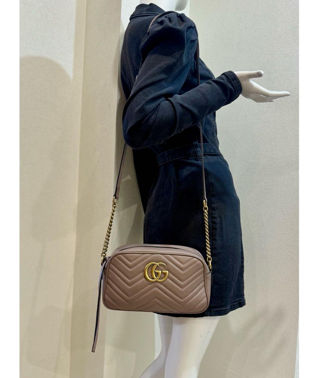 GUCCI Бежевая кожаная сумка через плечо, фото 5
