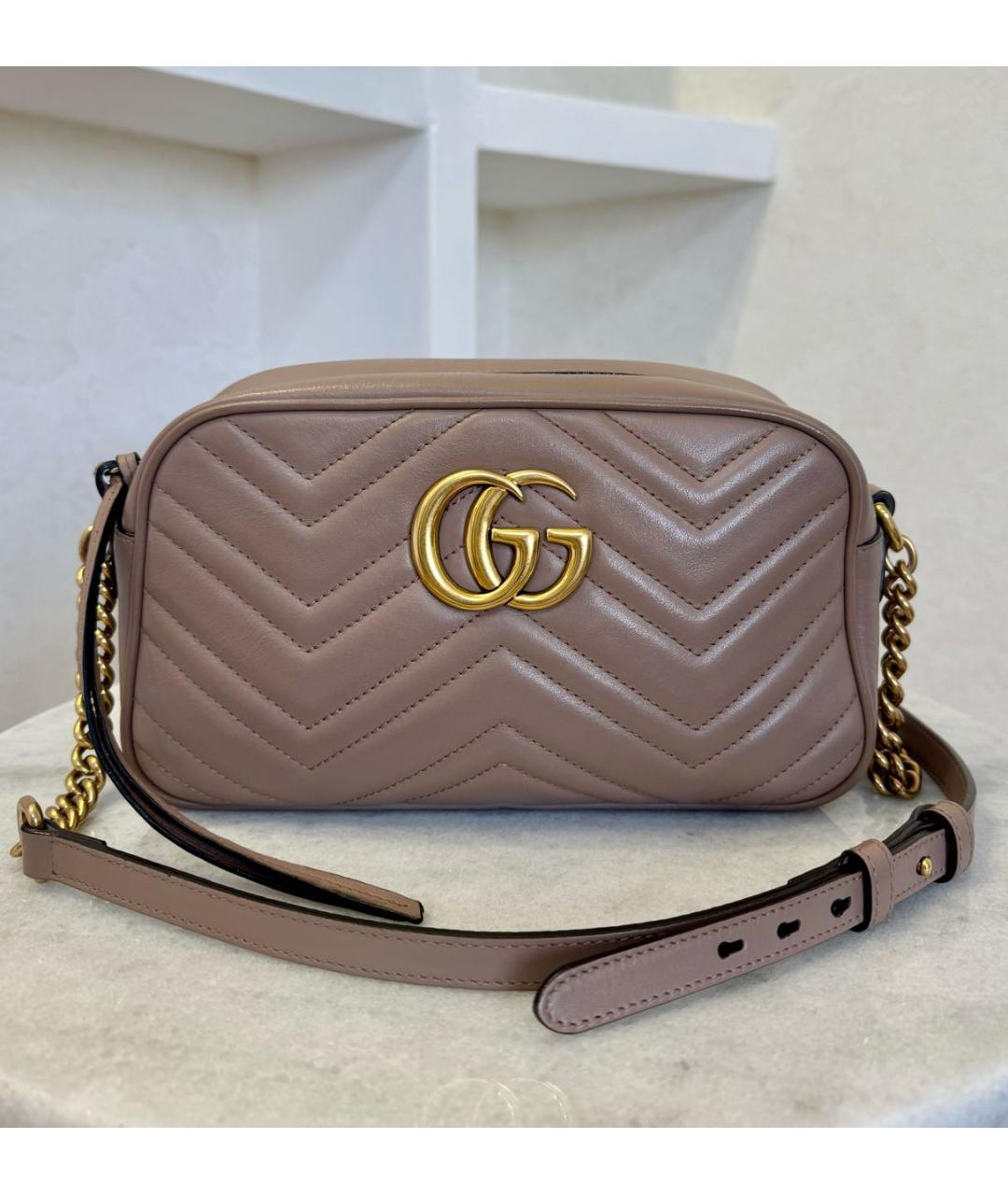 GUCCI Бежевая кожаная сумка через плечо, фото 2
