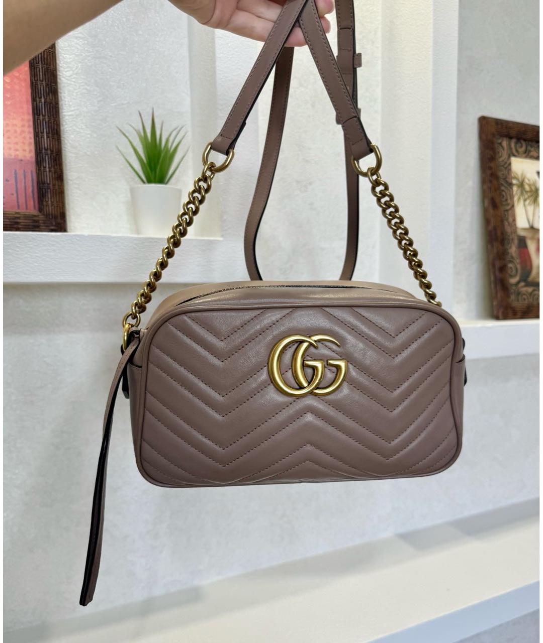 GUCCI Бежевая кожаная сумка через плечо, фото 4
