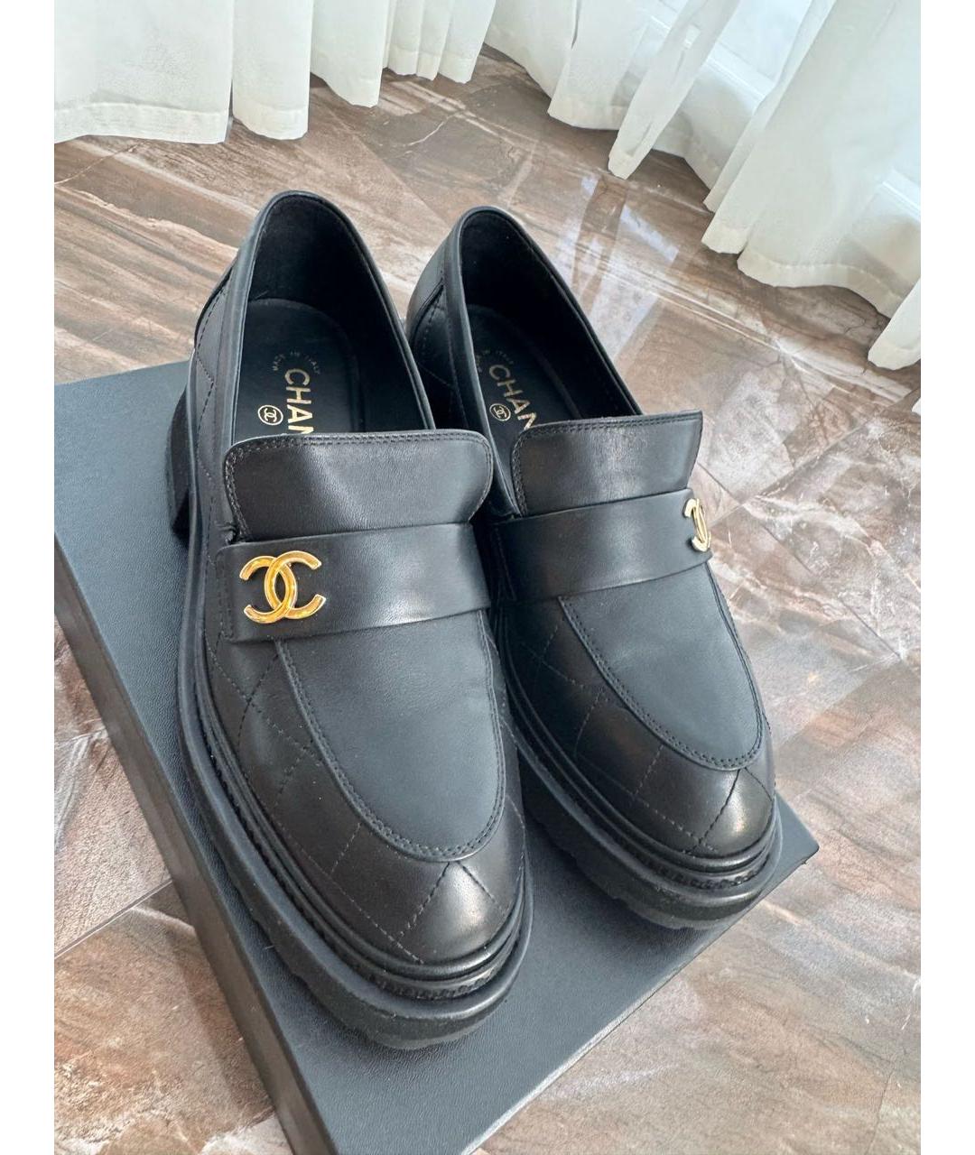 CHANEL Черные кожаные лоферы, фото 3