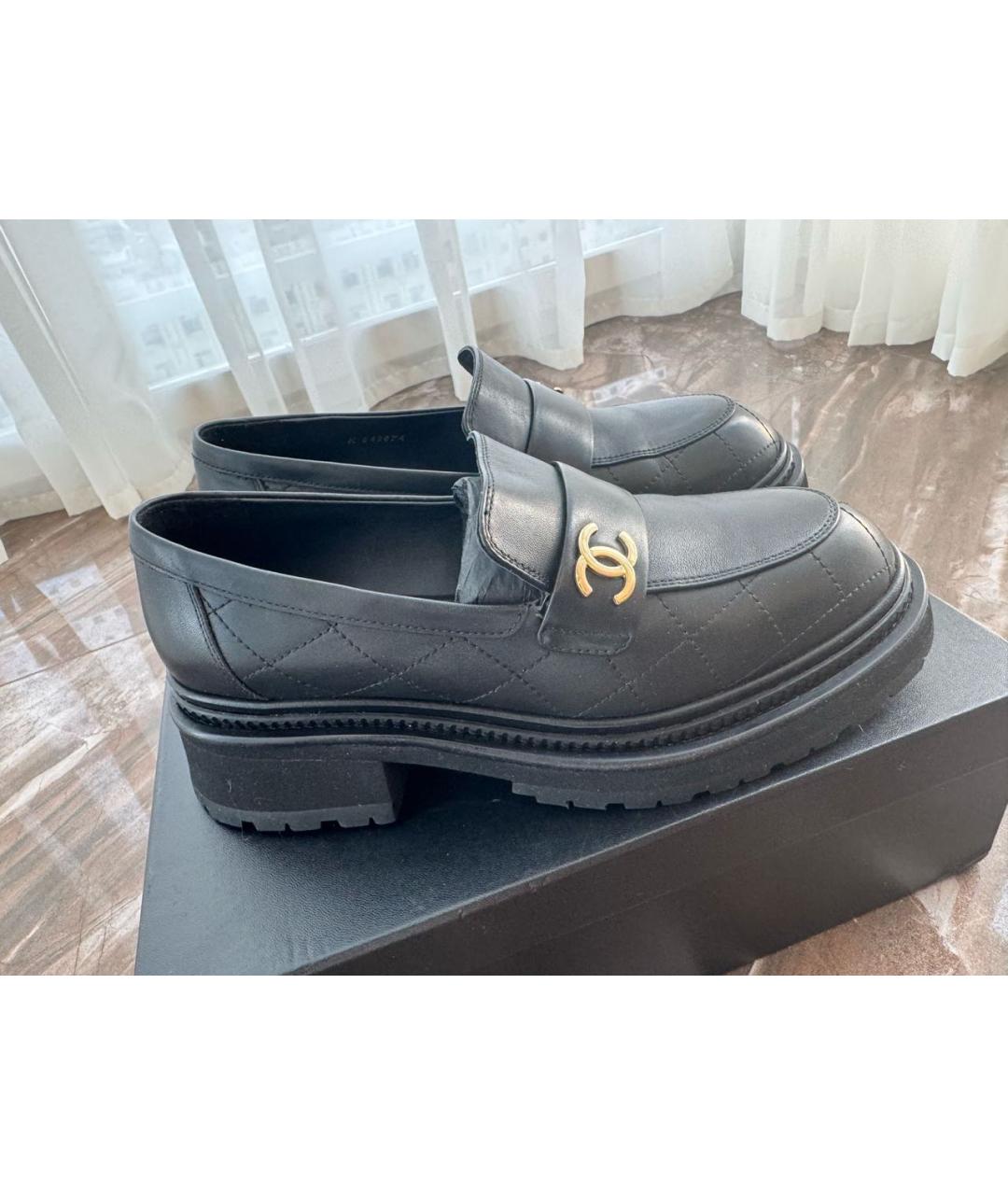 CHANEL Черные кожаные лоферы, фото 6