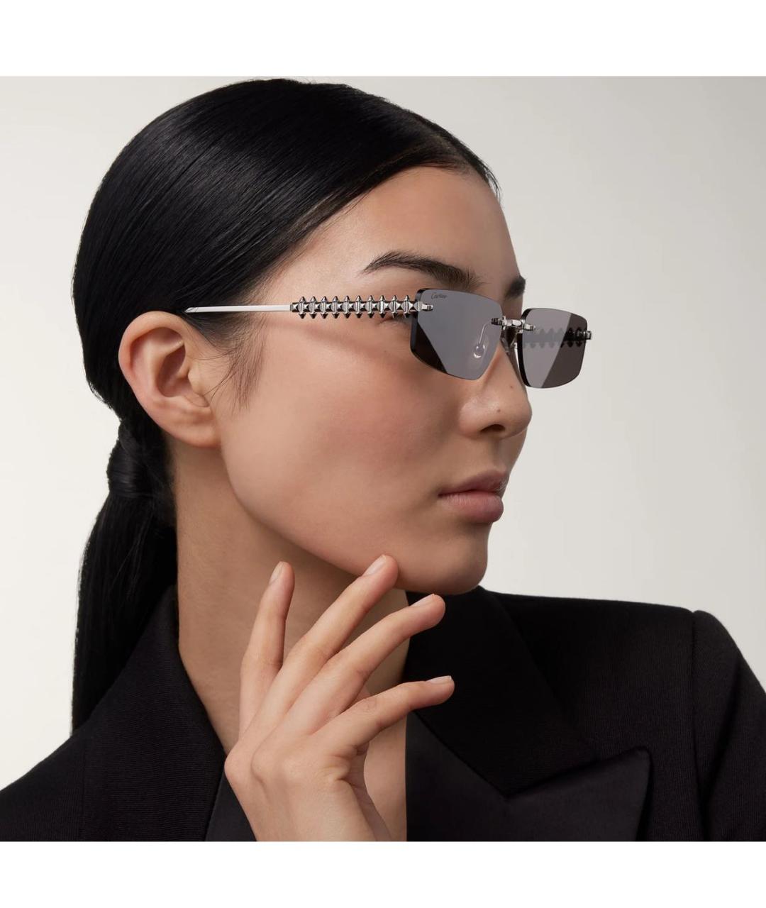 CARTIER Черные металлические солнцезащитные очки, фото 5