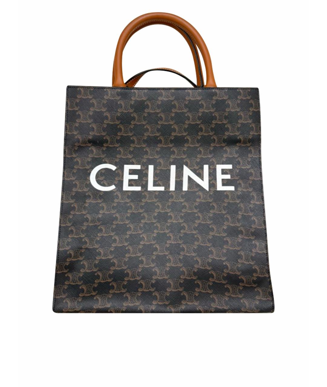 CELINE Коричневая кожаная сумка через плечо, фото 1