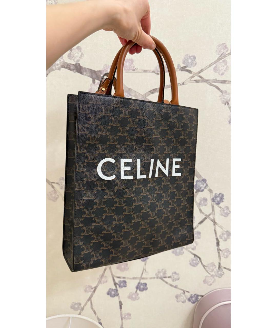 CELINE Коричневая кожаная сумка через плечо, фото 9