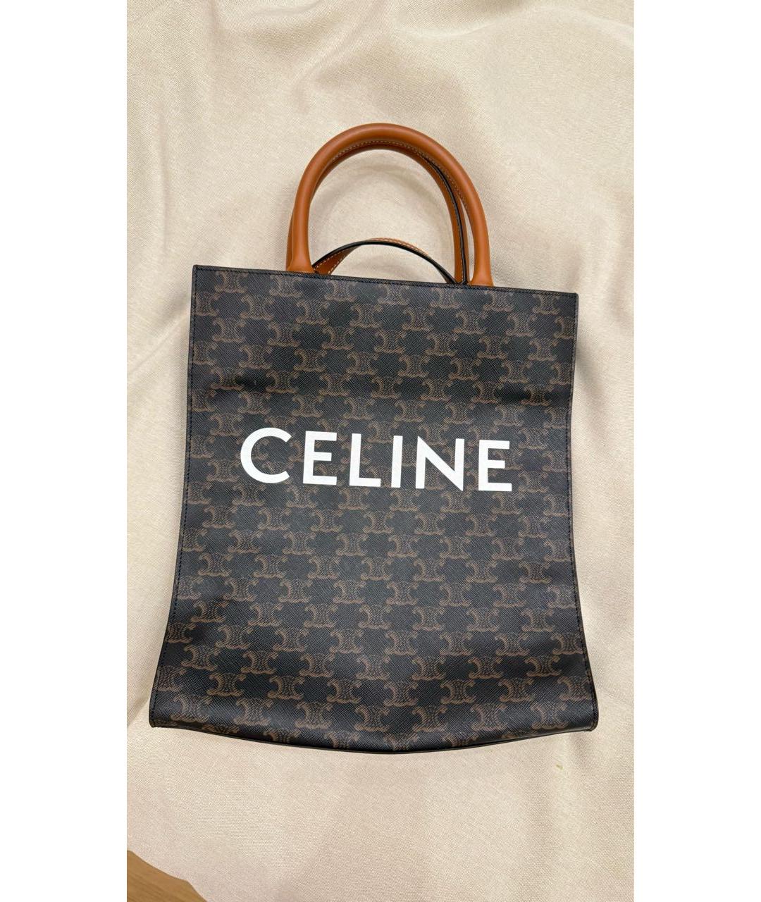 CELINE Коричневая кожаная сумка через плечо, фото 3