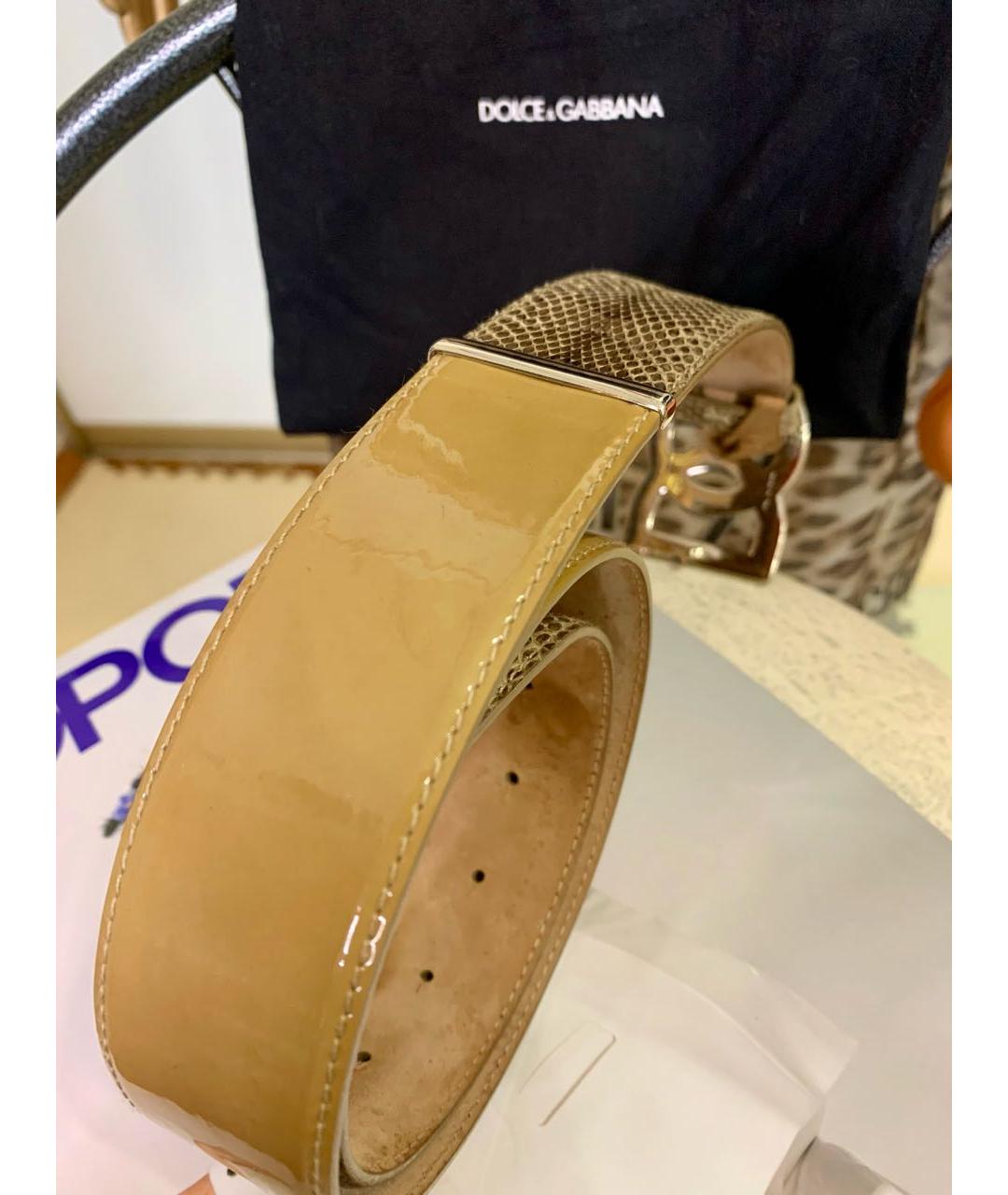 DOLCE&GABBANA Бежевый ремень из экзотической кожи, фото 4