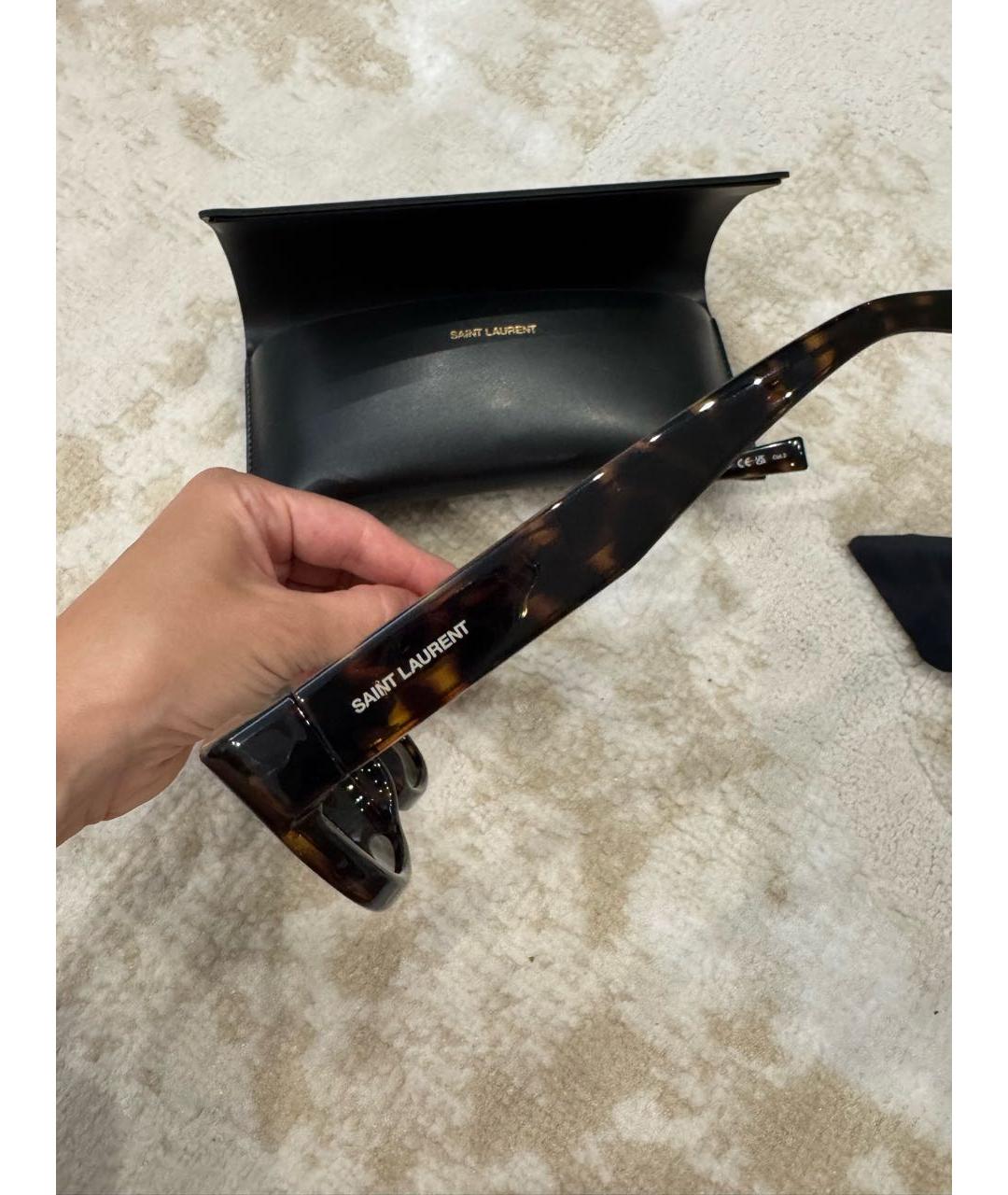SAINT LAURENT Коричневые пластиковые солнцезащитные очки, фото 4