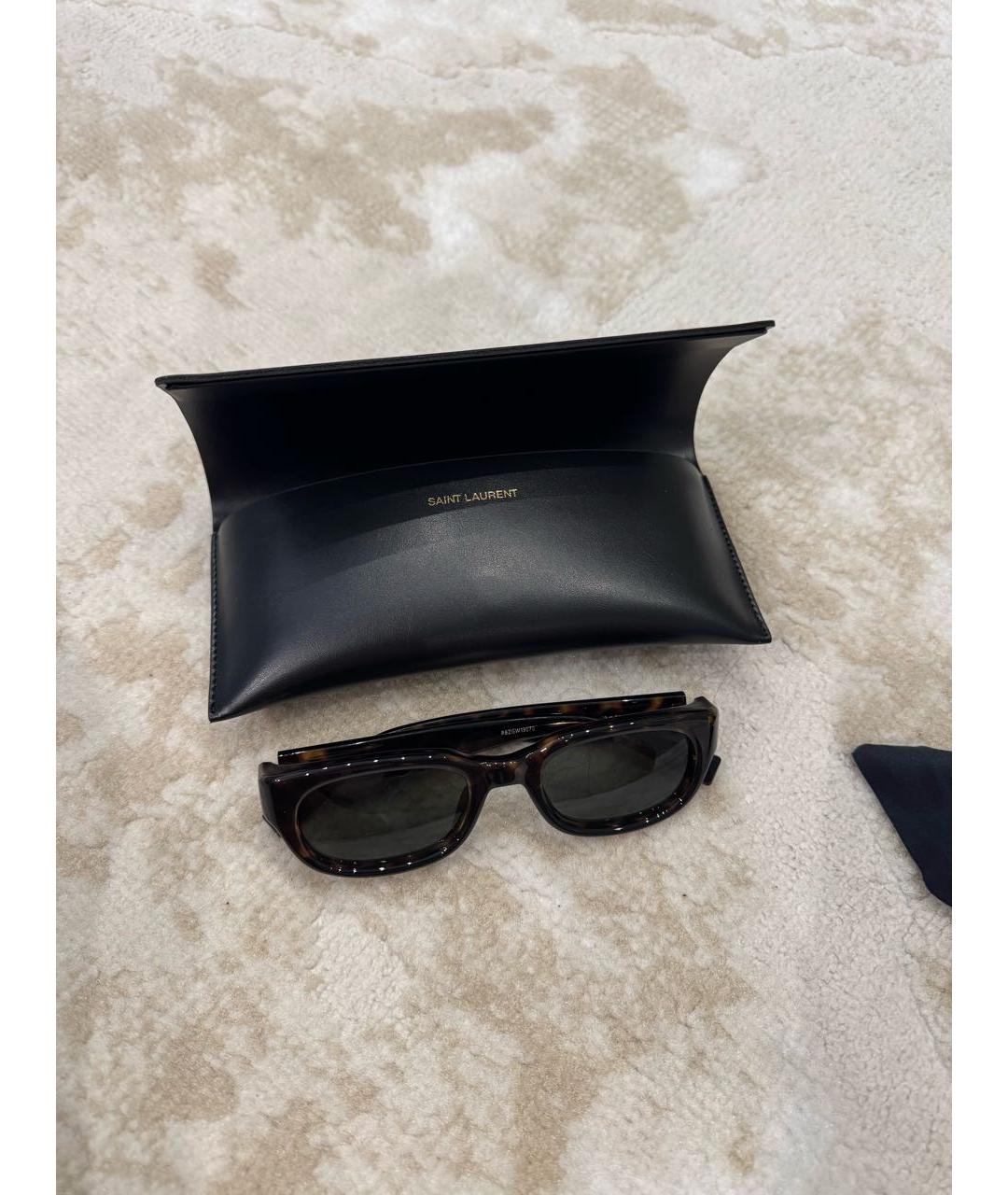 SAINT LAURENT Коричневые пластиковые солнцезащитные очки, фото 3
