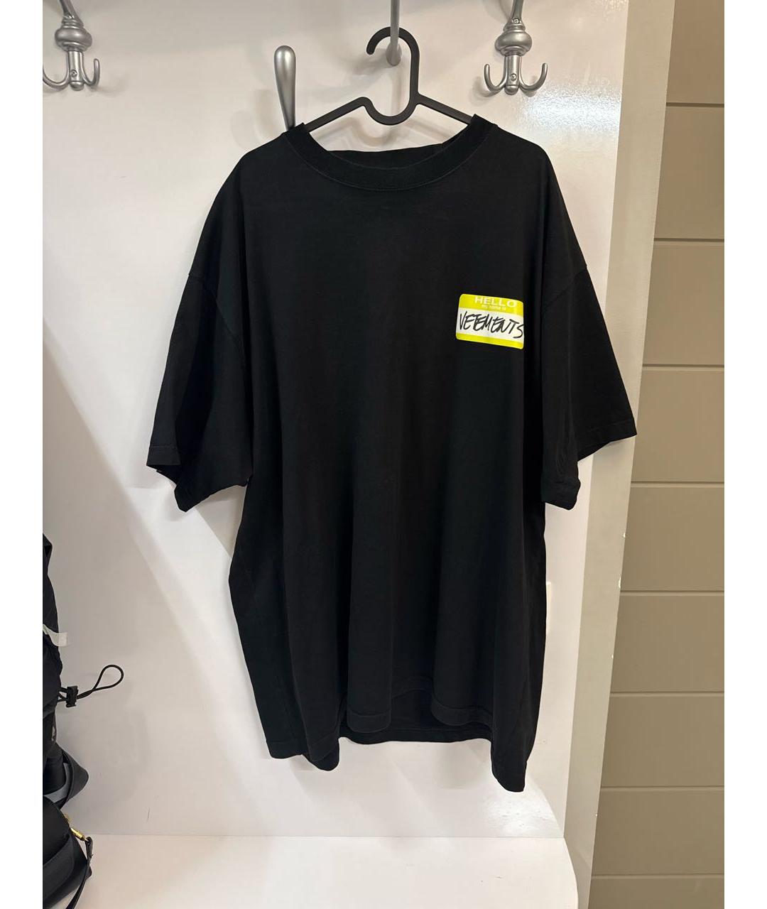 VETEMENTS Черная хлопковая футболка, фото 5