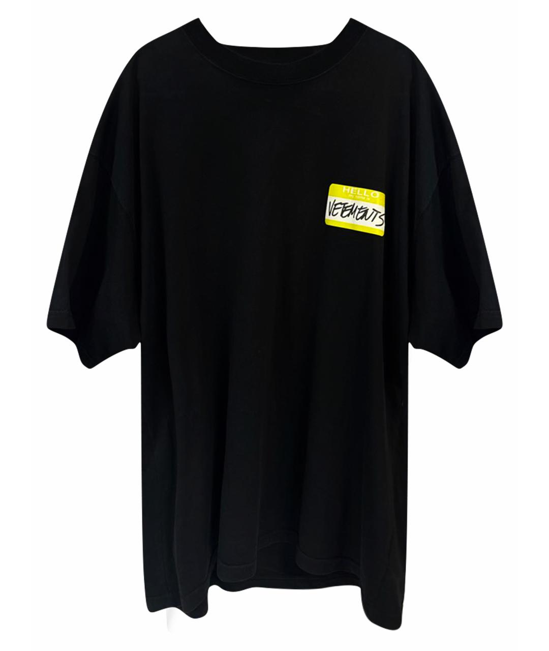 VETEMENTS Черная хлопковая футболка, фото 1