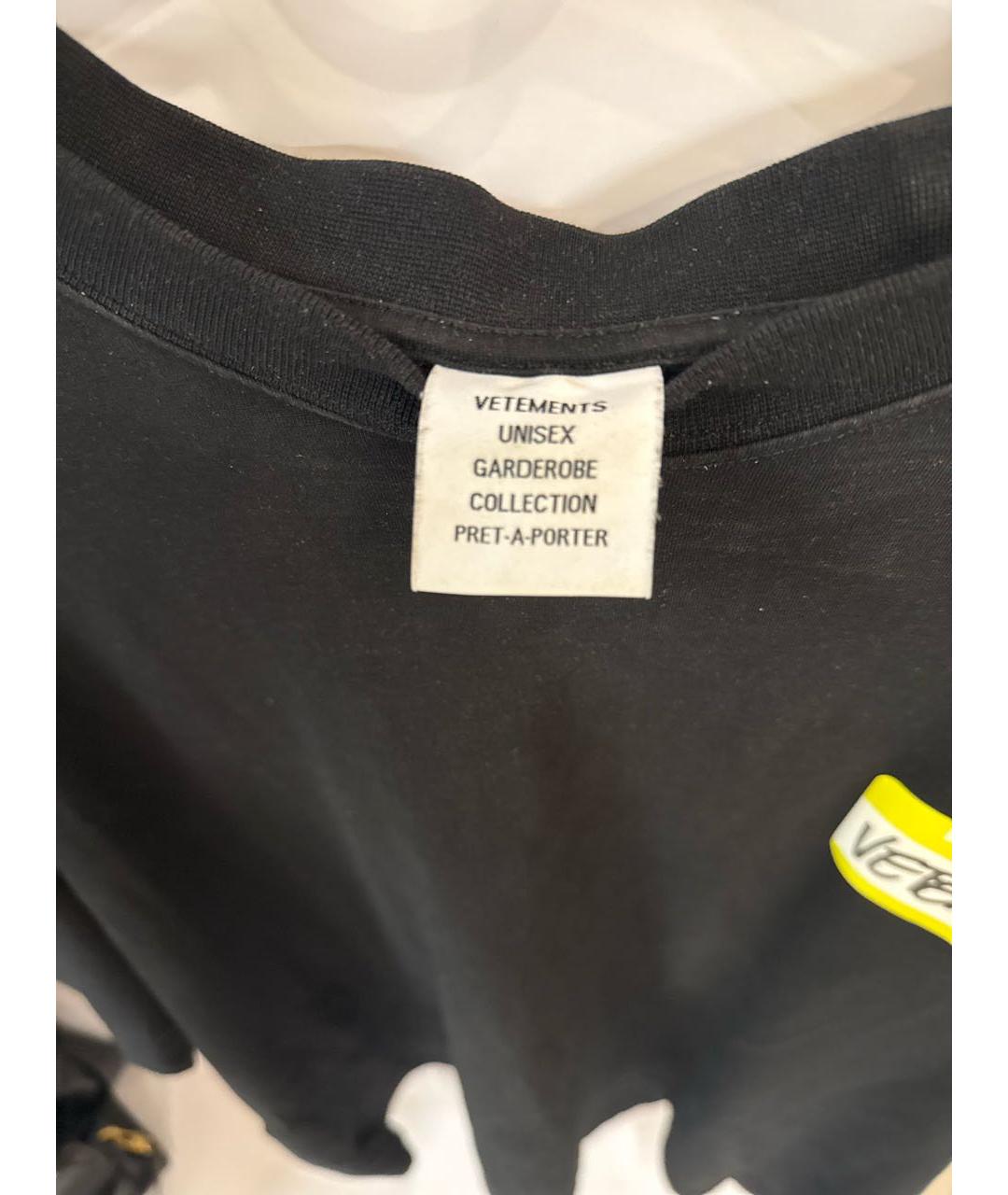 VETEMENTS Черная хлопковая футболка, фото 3