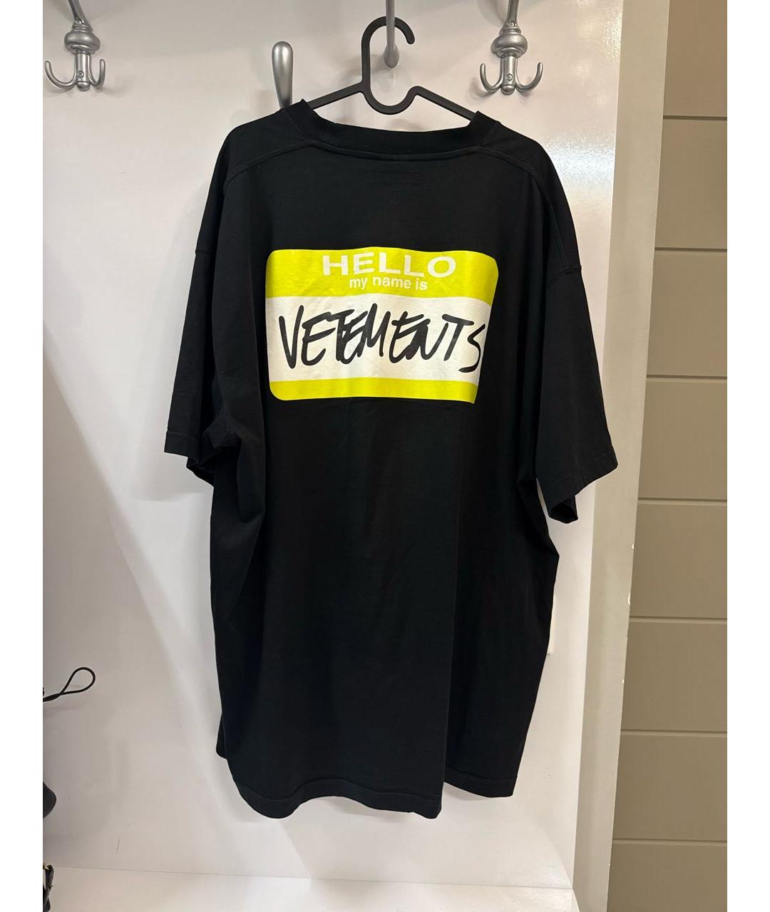 VETEMENTS Черная хлопковая футболка, фото 2