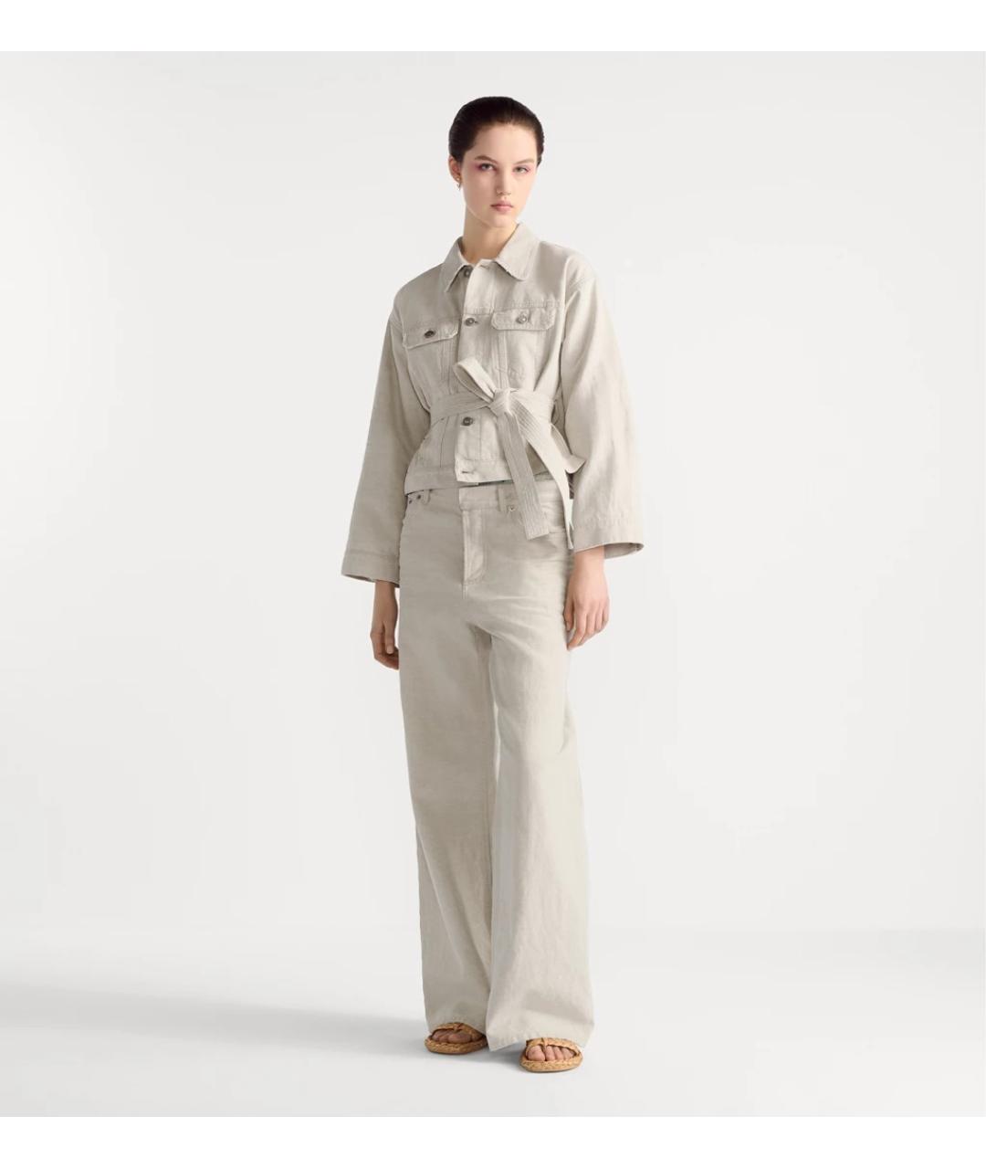 CHRISTIAN DIOR Бежевые хлопковые прямые брюки, фото 2