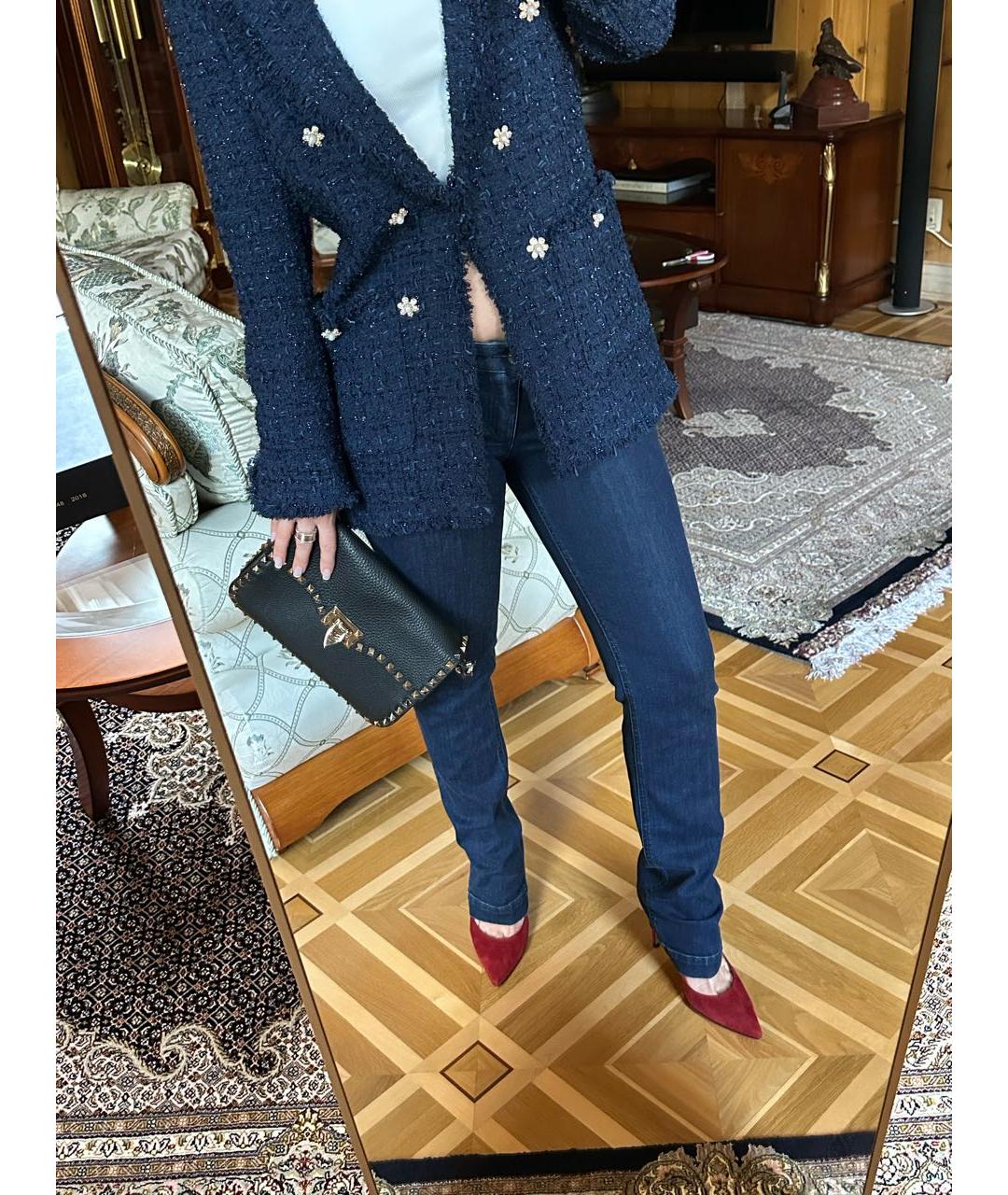 DOLCE&GABBANA Темно-синие хлопко-полиэстеровые прямые джинсы, фото 5