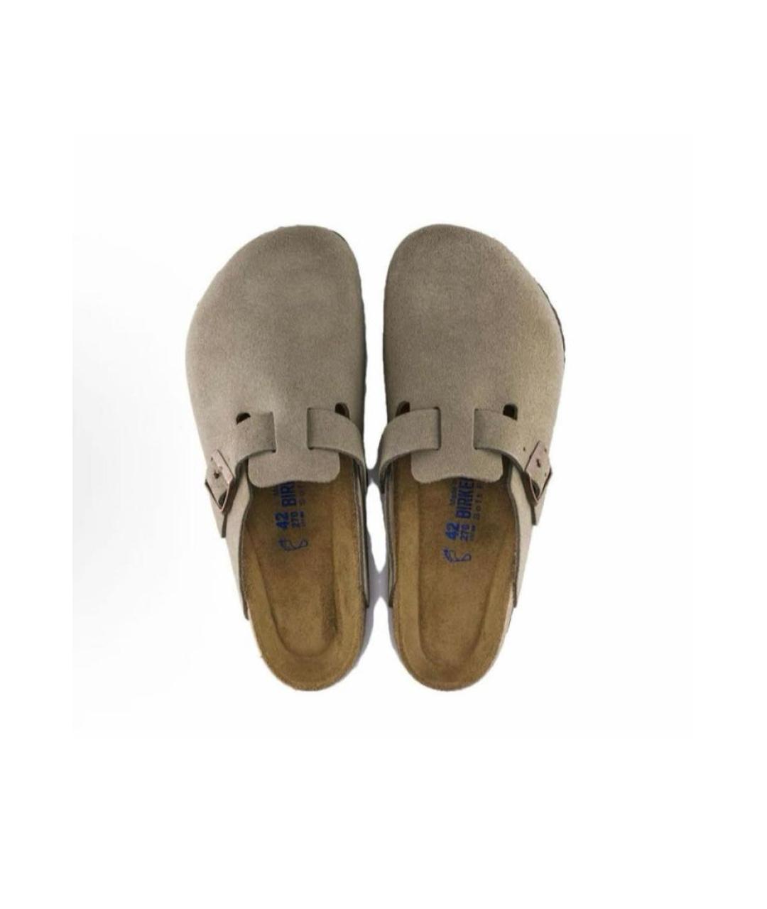 BIRKENSTOCK Бежевые замшевые сабо, фото 3