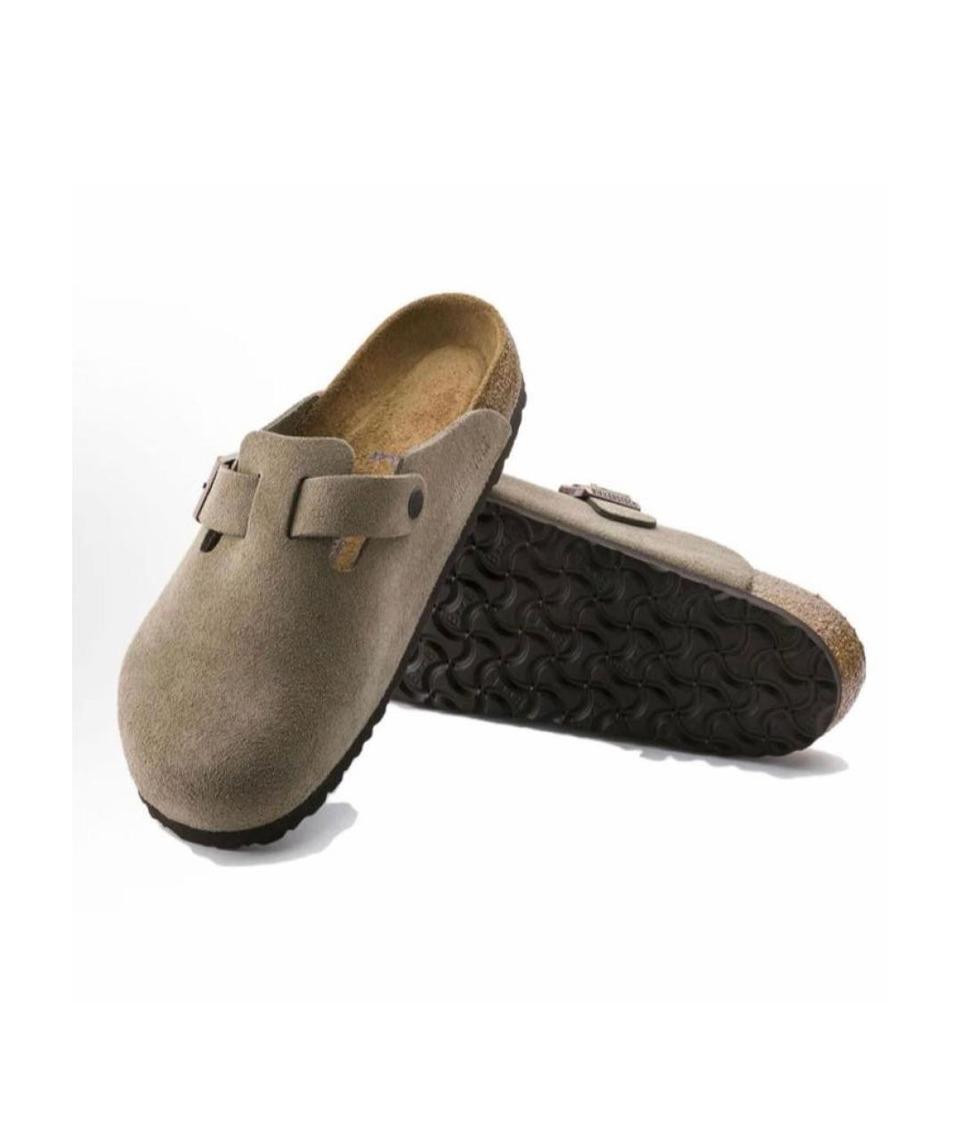 BIRKENSTOCK Бежевые замшевые сабо, фото 2