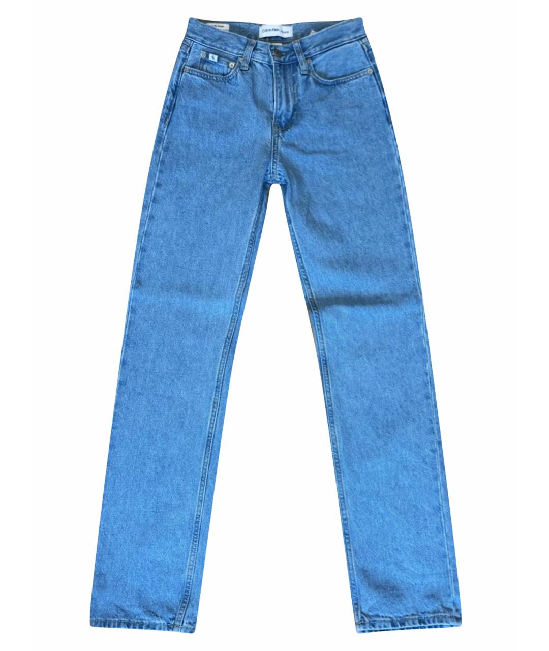 CALVIN KLEIN Голубые хлопковые прямые джинсы, фото 1